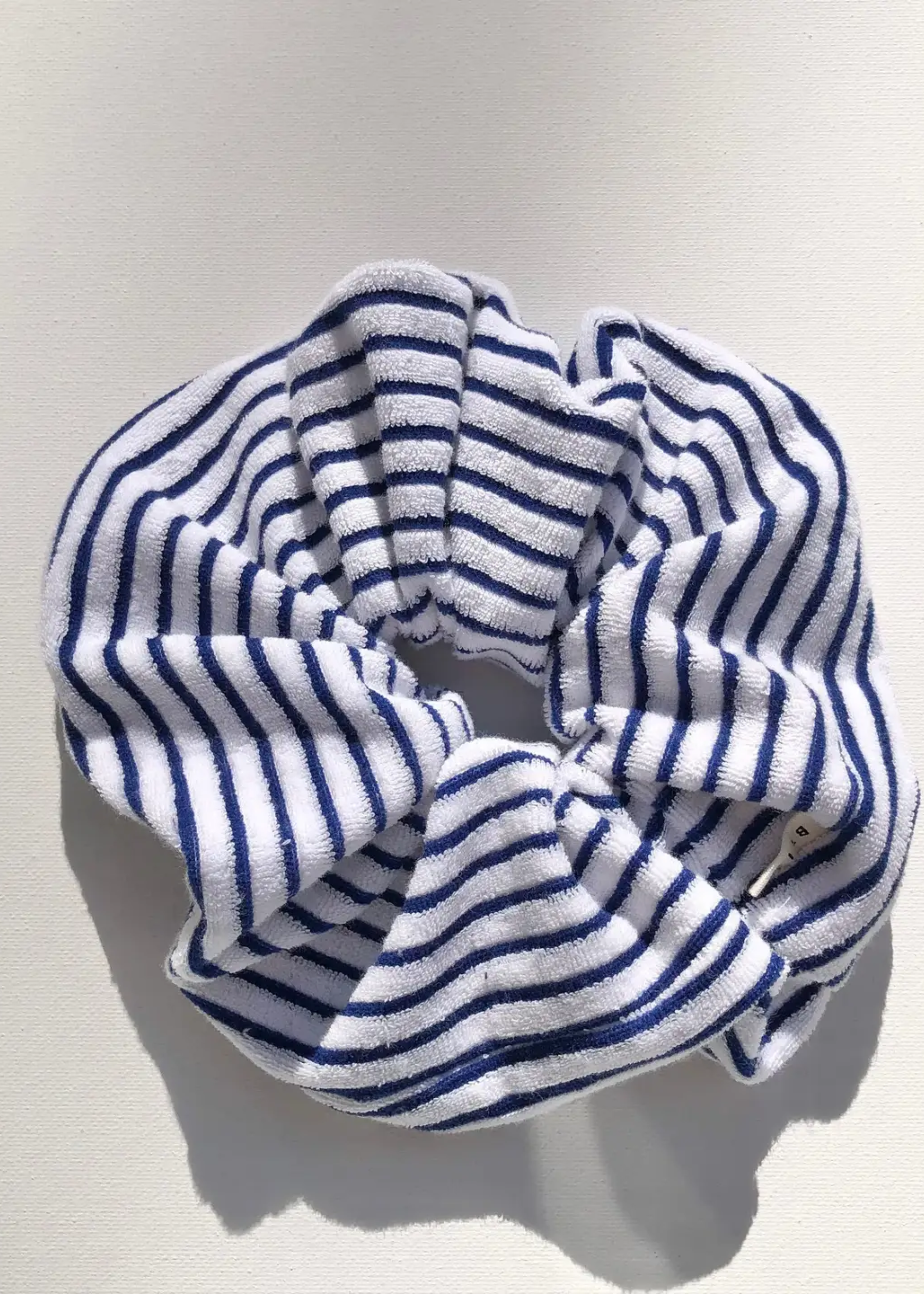 Nova Scotia toweling stripe scrunchy, blue