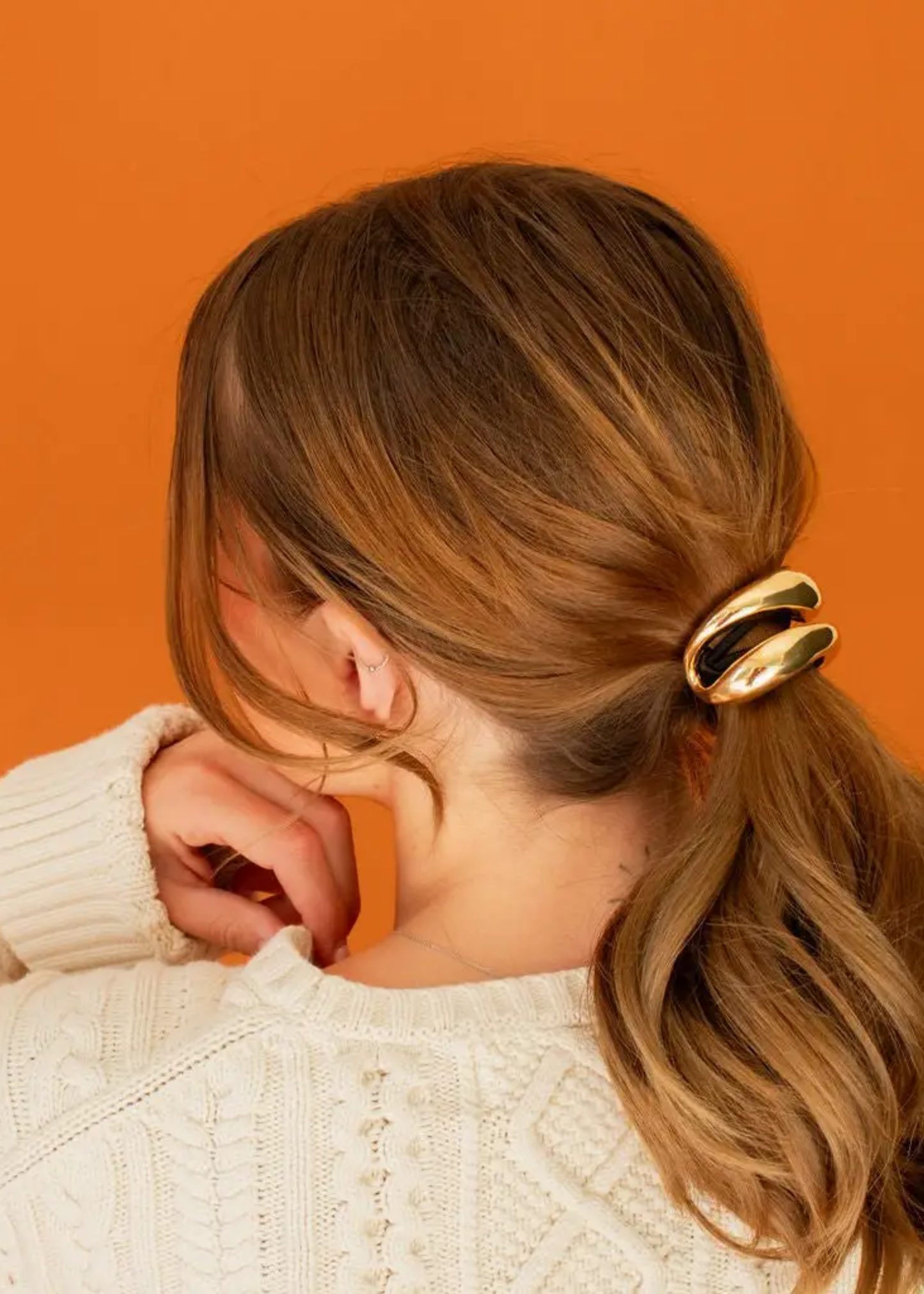 Abstract ponytail cuff, silver