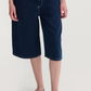 Contrast stitching denim bermuda