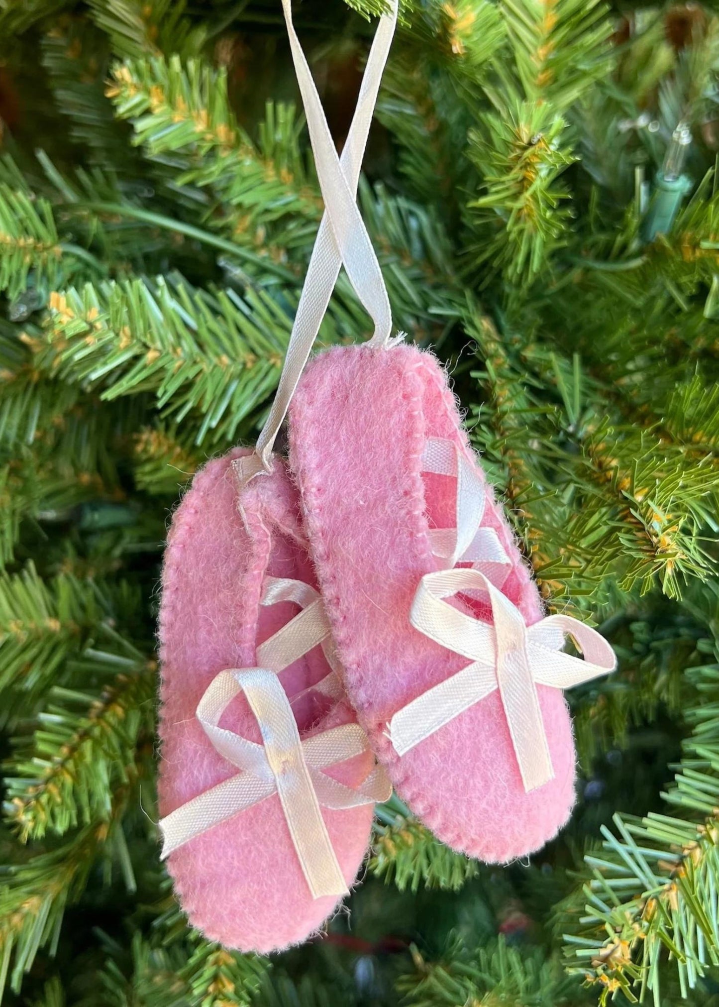 Pink ballet slippers felt ornament