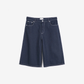 Contrast stitching denim bermuda