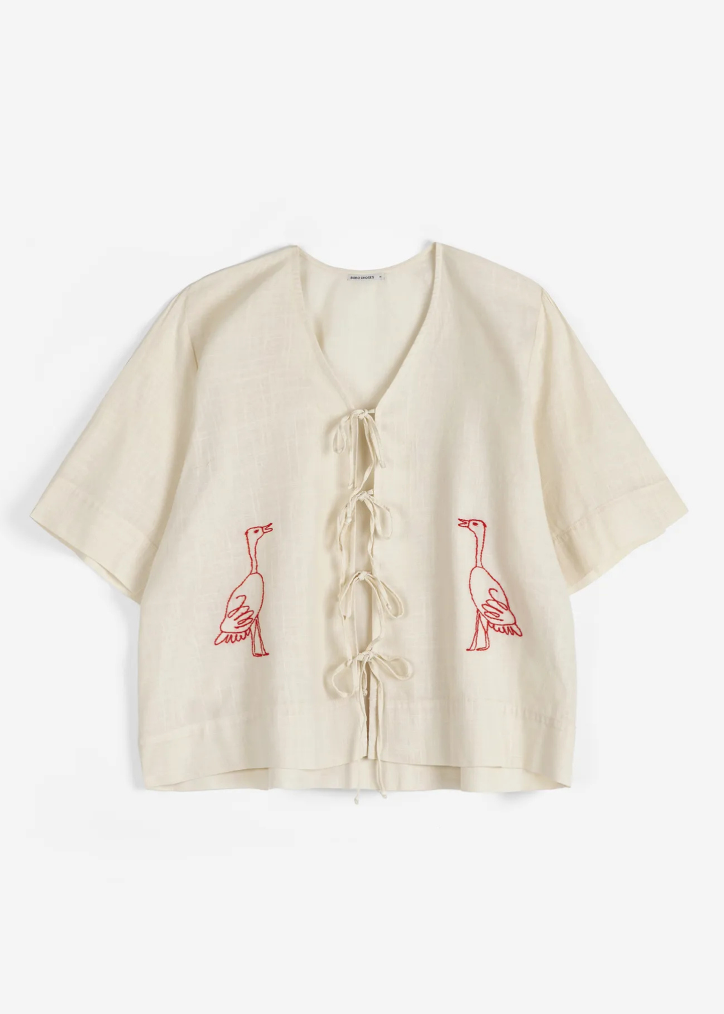 Embroidery tied blouse