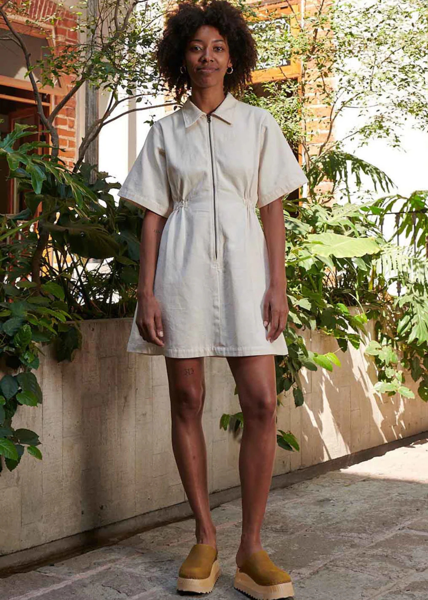 Utility dress, oatmilk