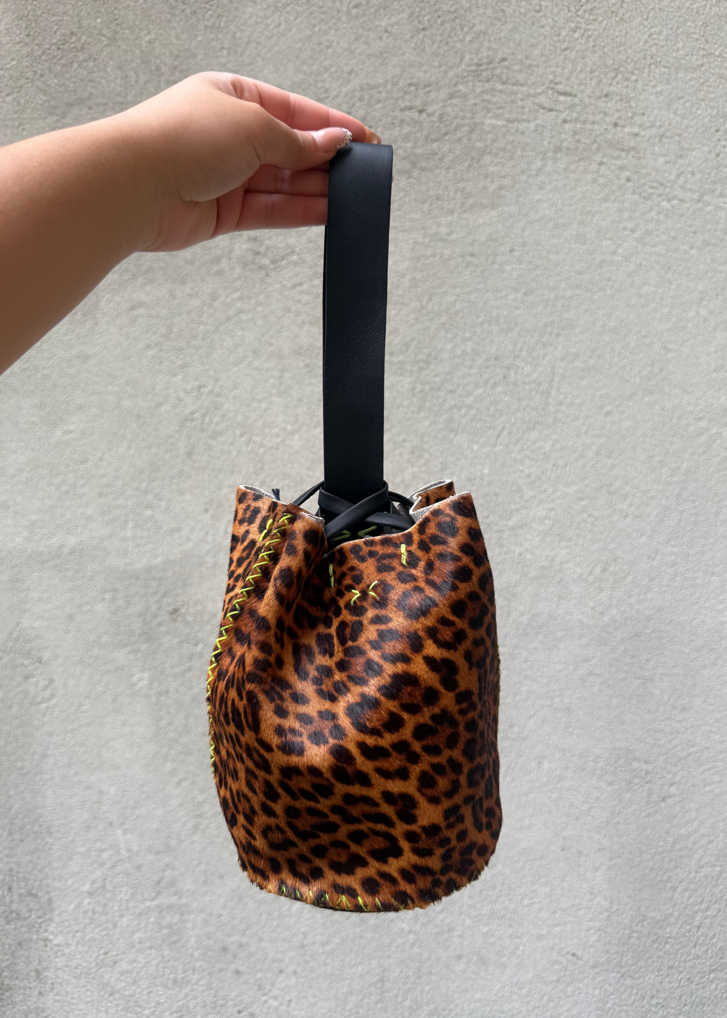 Navigli bag, dark cheetah calfskin