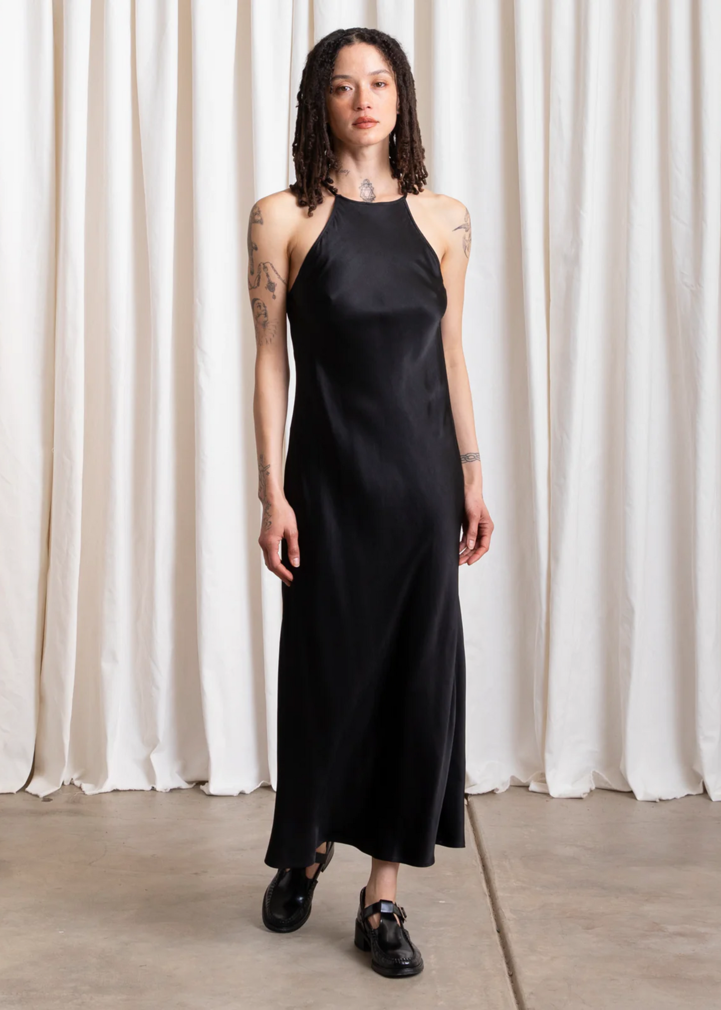 High neck bias dress