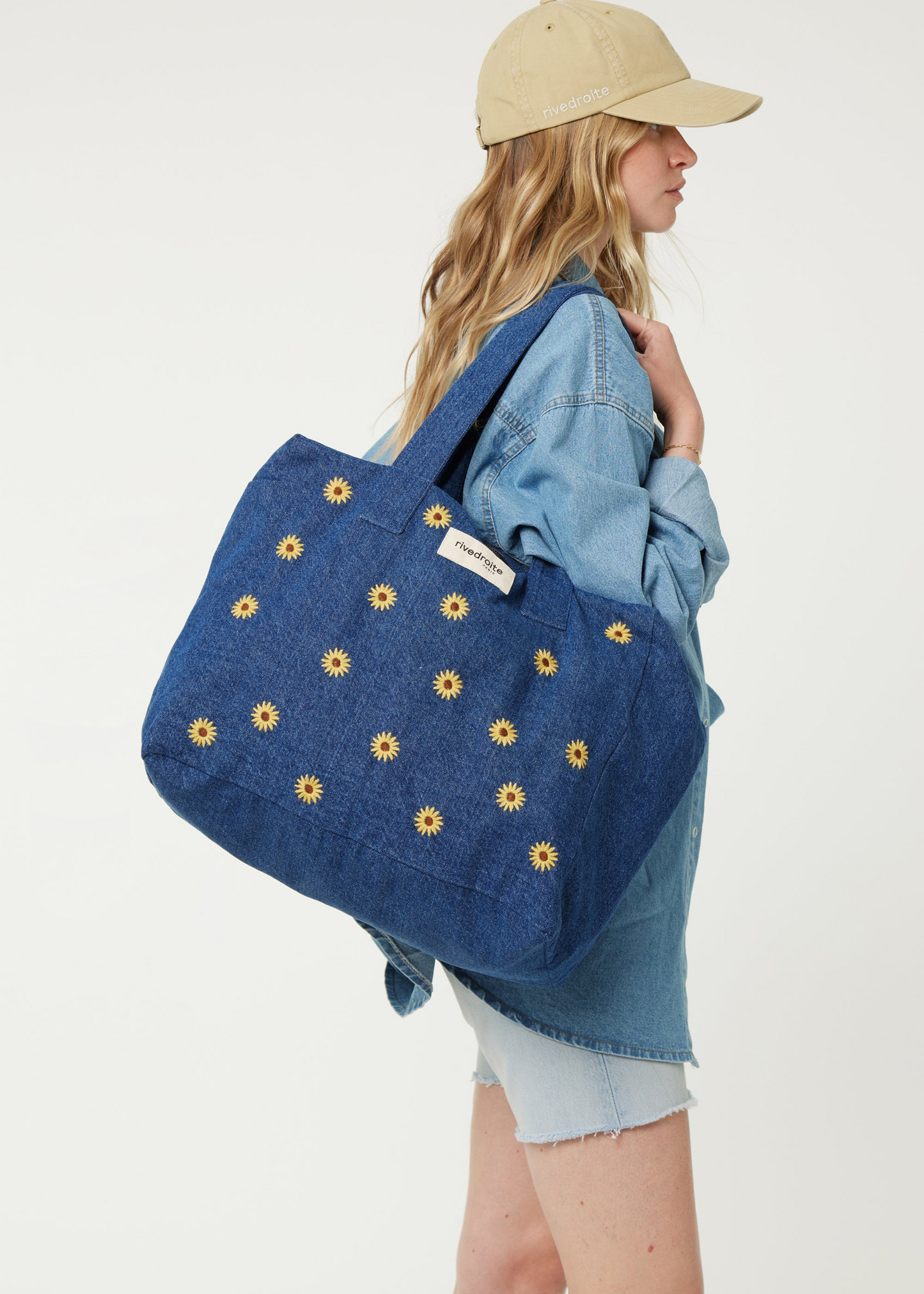 Célestins bag, denim yellow sunflower