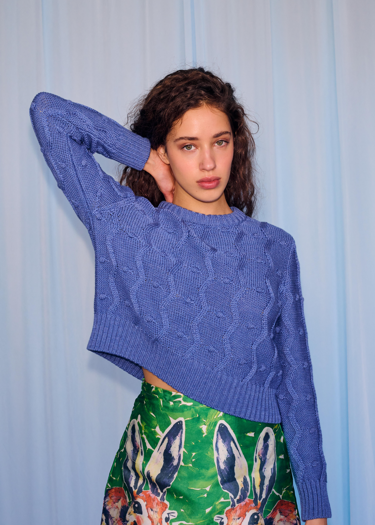 Pom pom sweater, blue