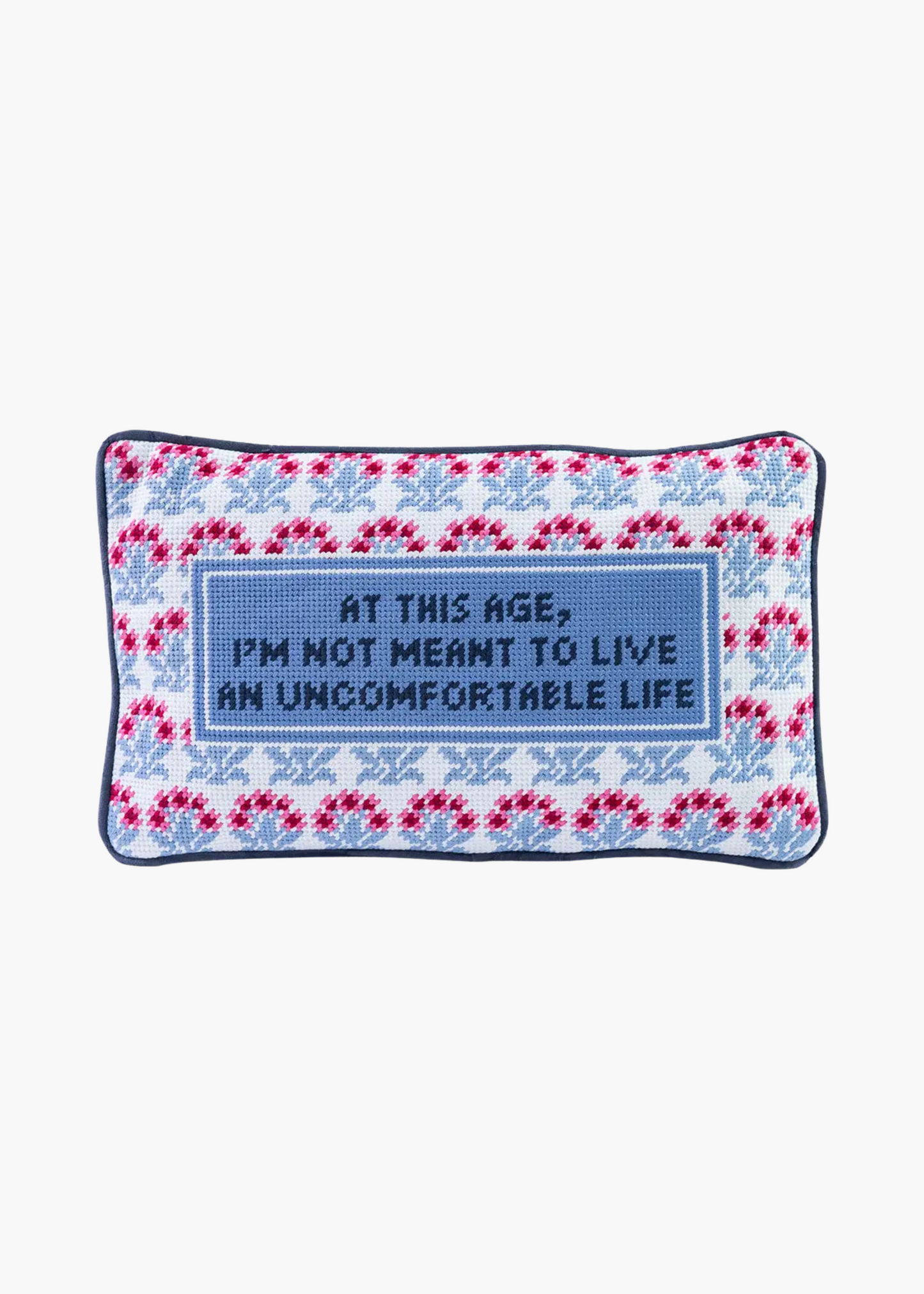 Uncomfortable needlepoint pillow
