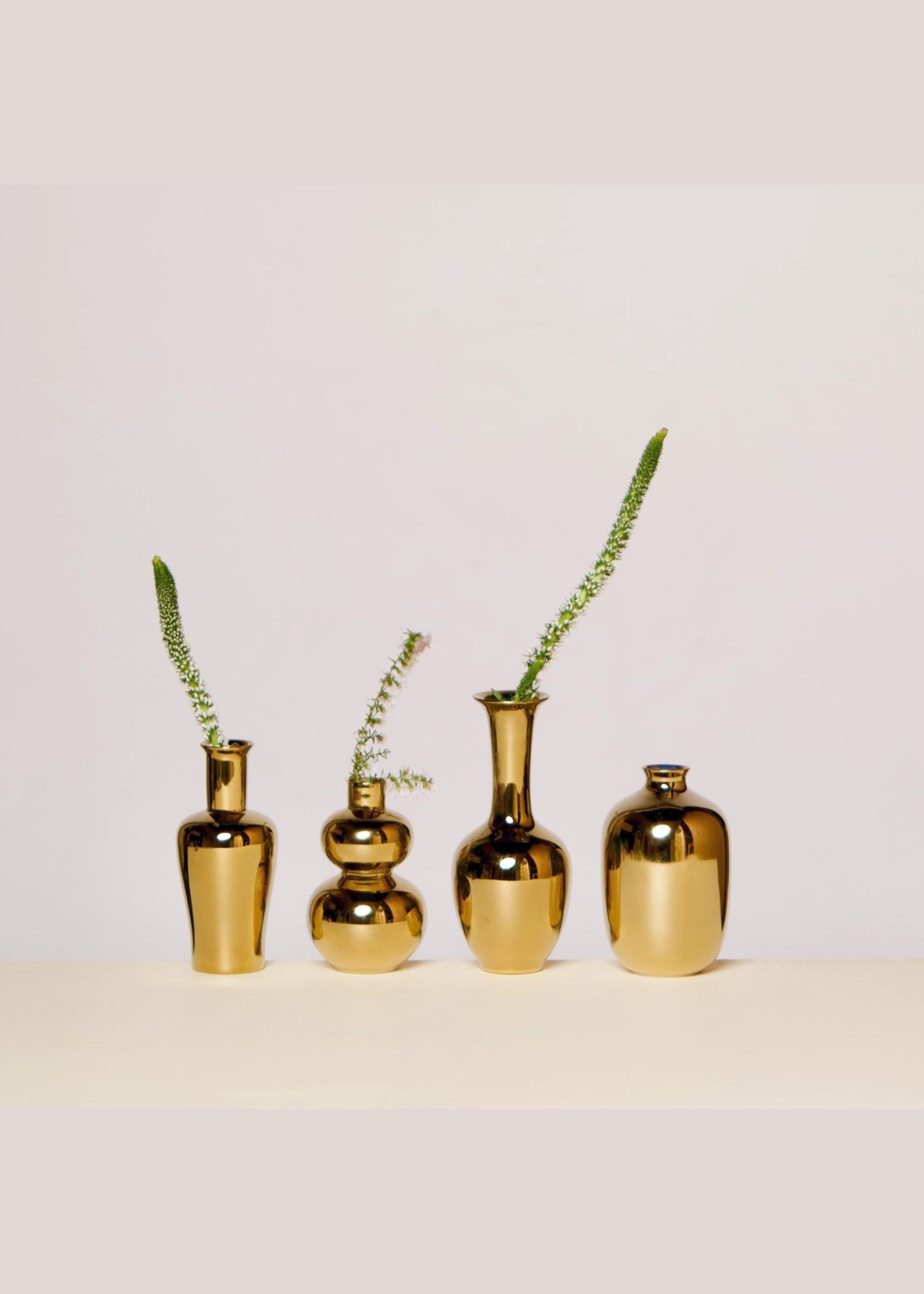 Mini pear vase, metallic gold