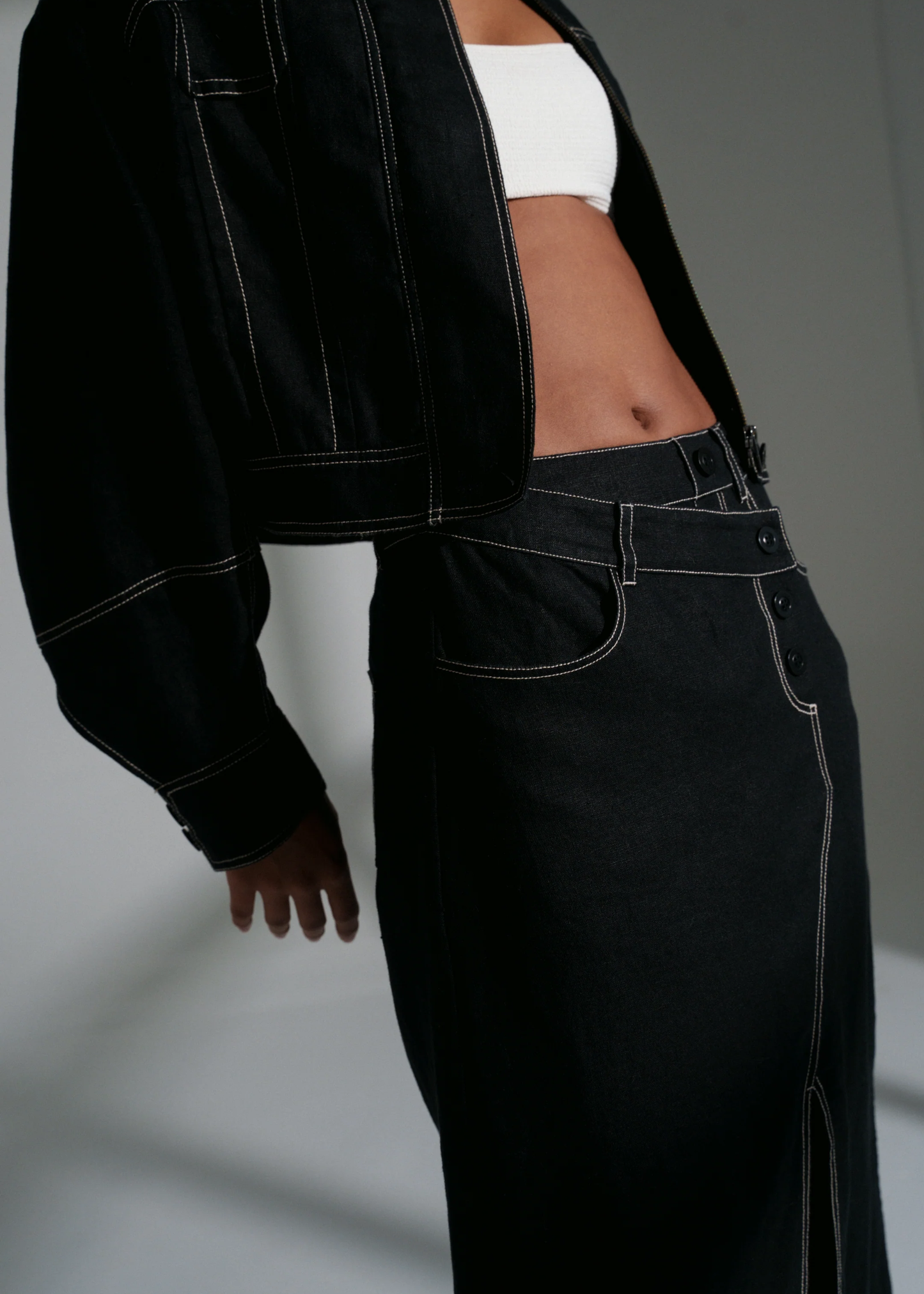 Jax linen skirt, black