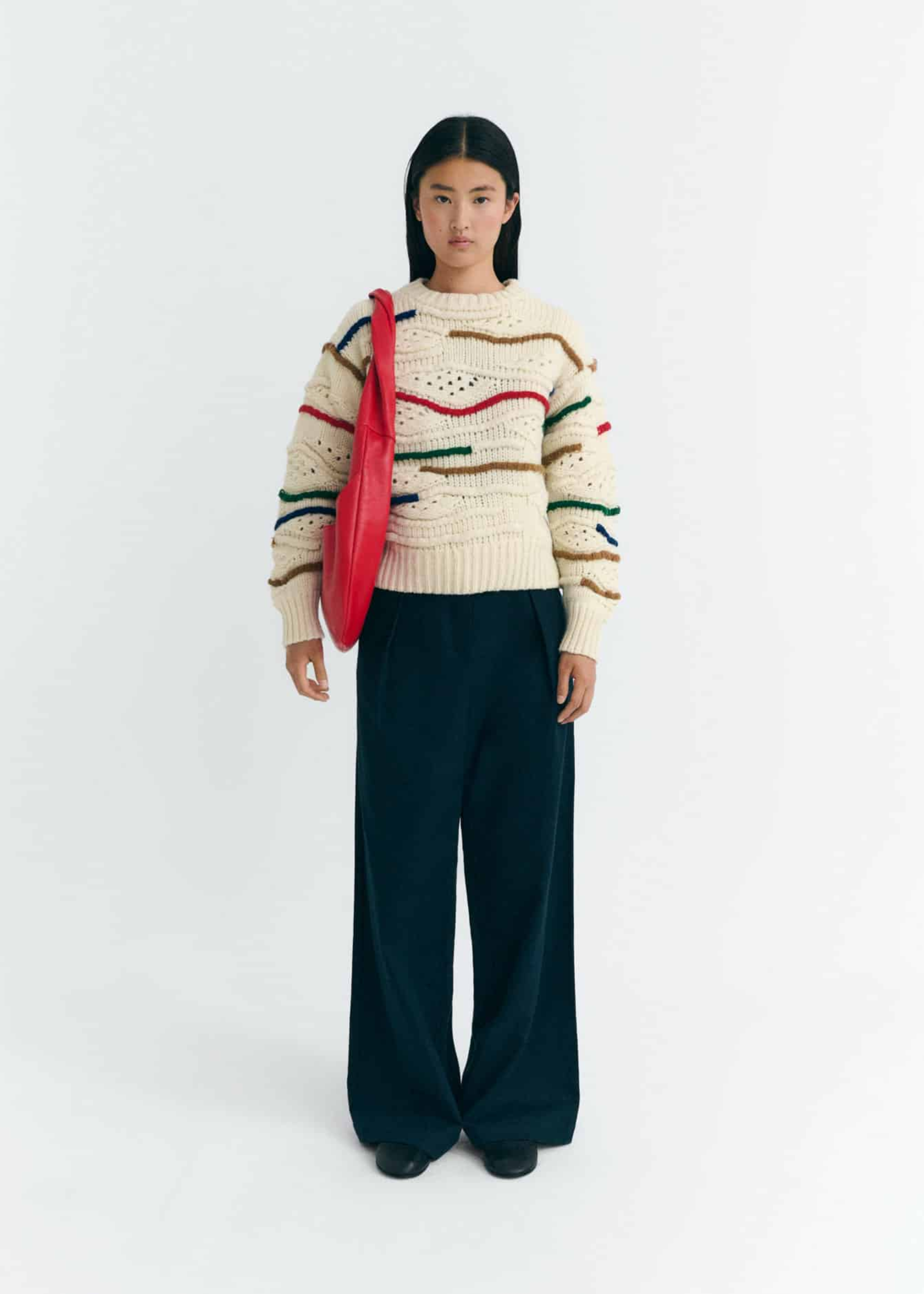Macrame candela knitted sweater, multicolor
