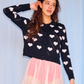 Love polo cardigan, black/ivory