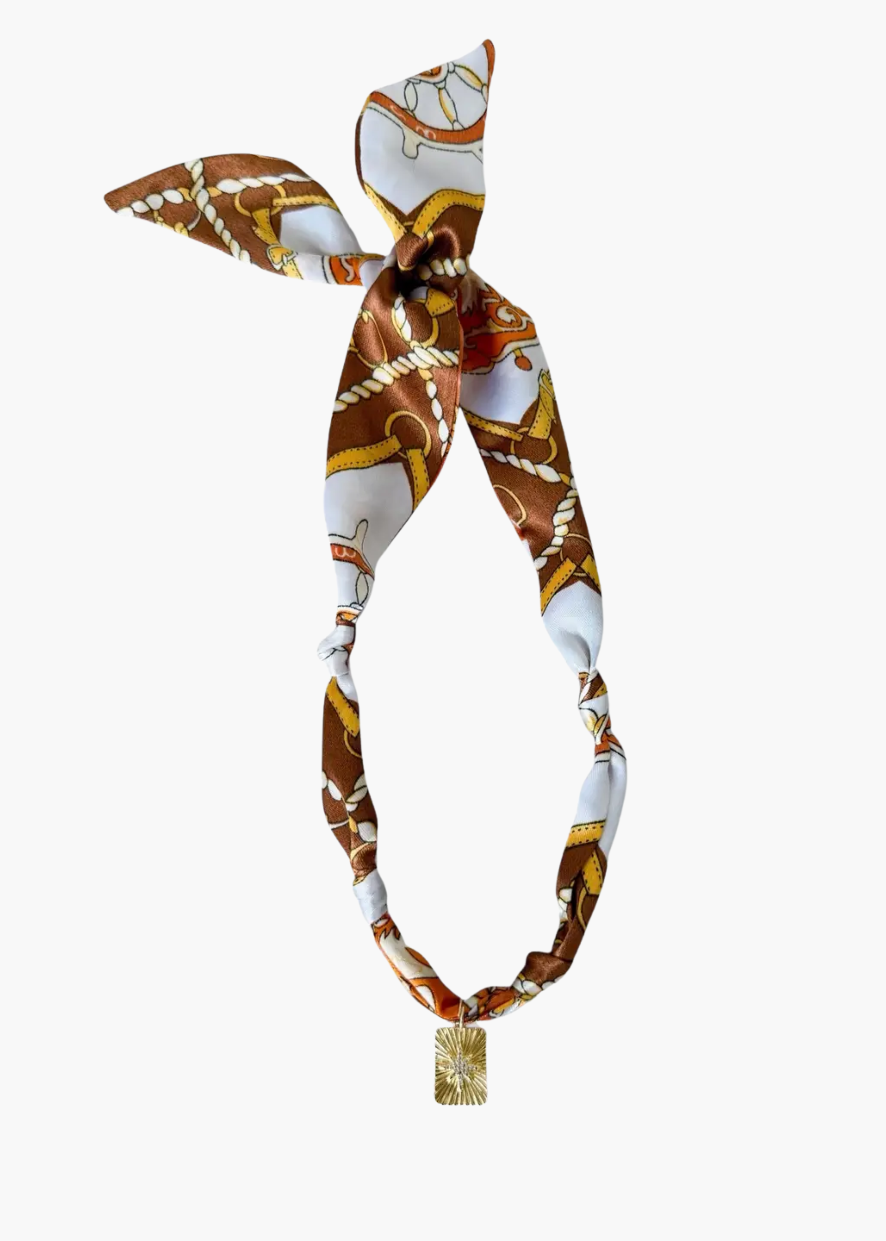 Verona Knotted Scarf Starburst Charm Necklace Gold Filled