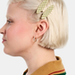 Allie clips, oval olive check
