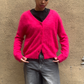 Cashmere brushed v-neck cardigan, hot pink