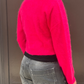 Cashmere brushed crop long sleeve top, hot pink