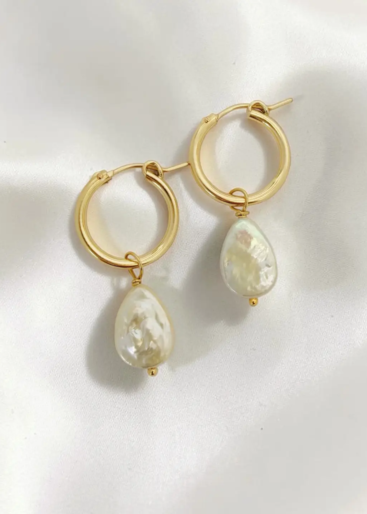 Cove pearl charm hoops