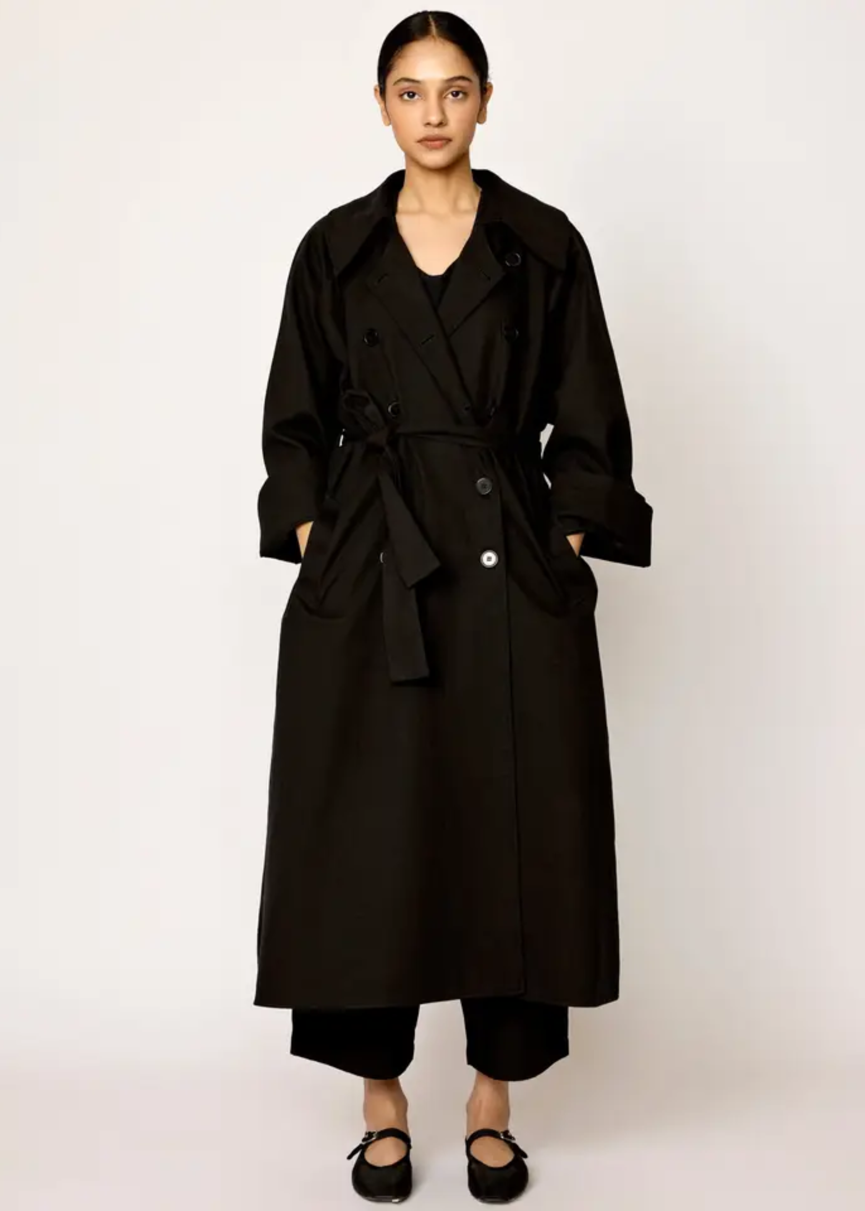 MARNO Helena coat ブラック Italian Wool Intank Topment Notch Neck Coat | Karen Millen