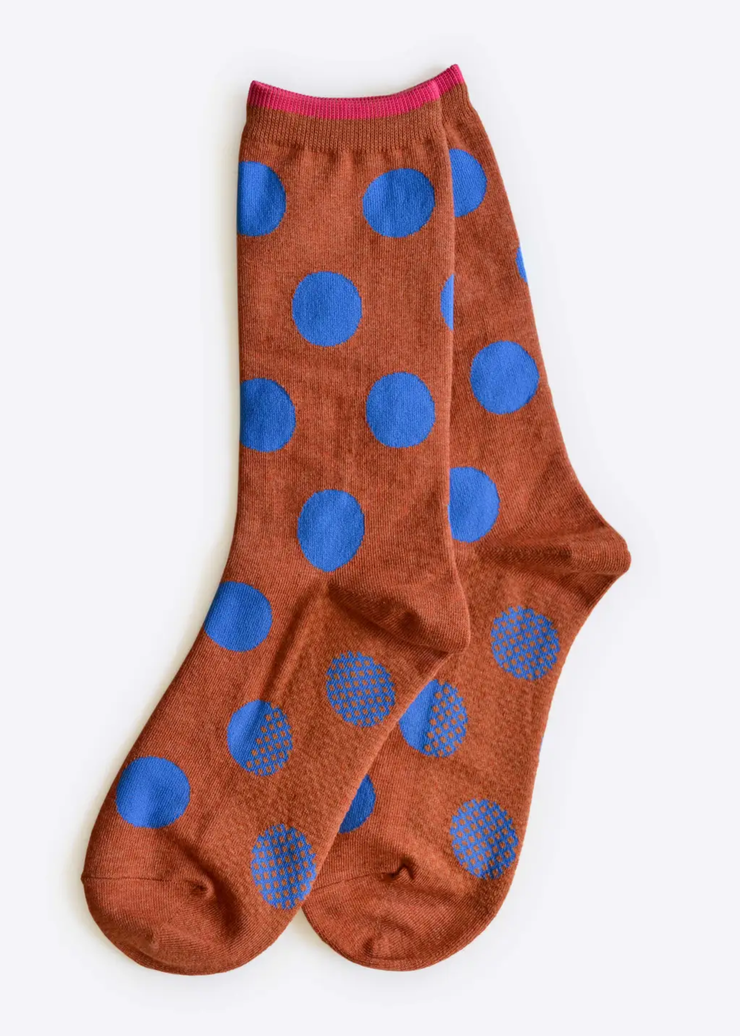 Panhandle polka dot crew socks, brown