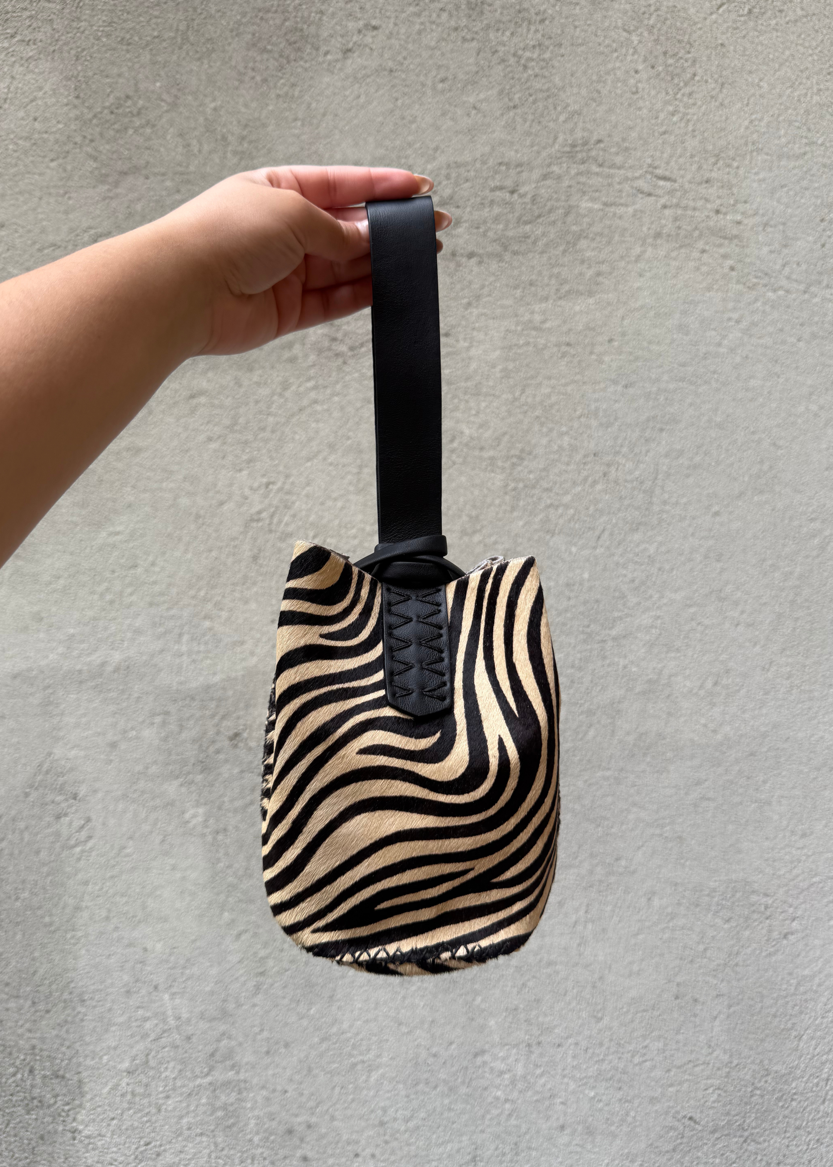 Navigli bag, beige zebra calfskin