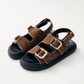 Harper leather sandals, soft tan