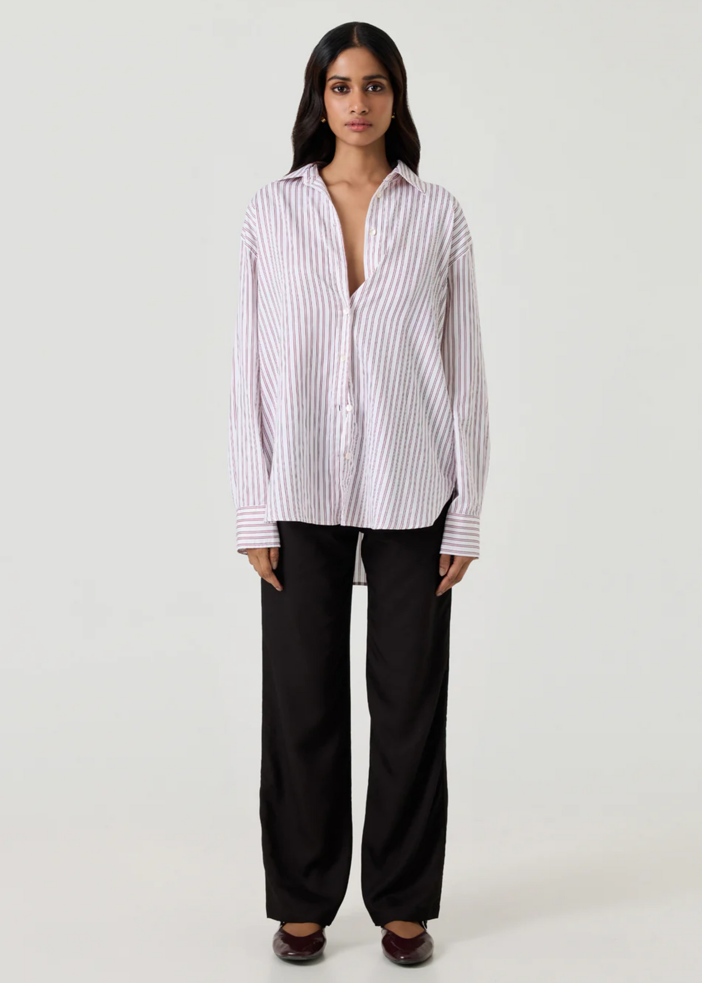 Ravenna shirt, burgundy stripe