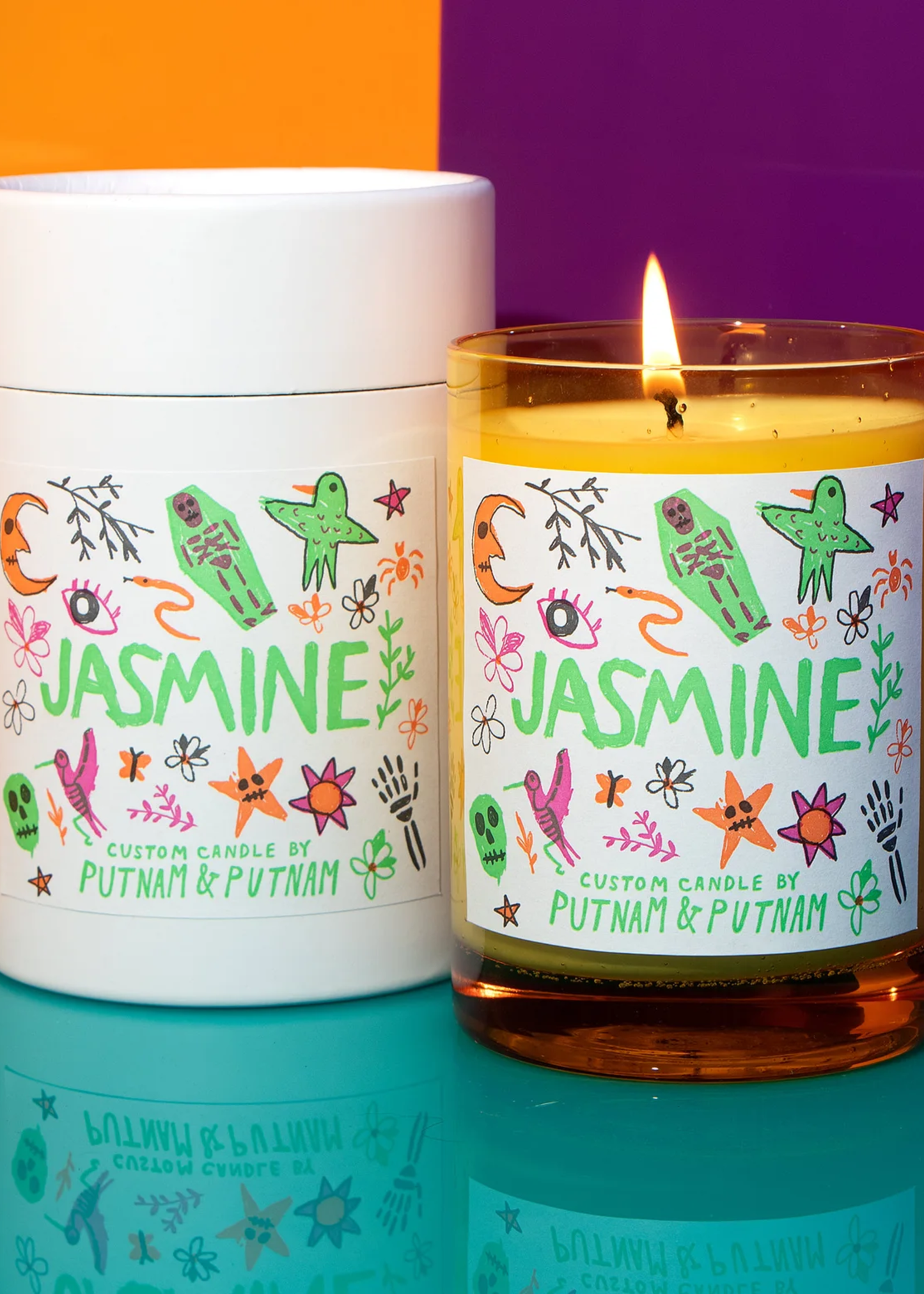 Jasmine wooden wick candle