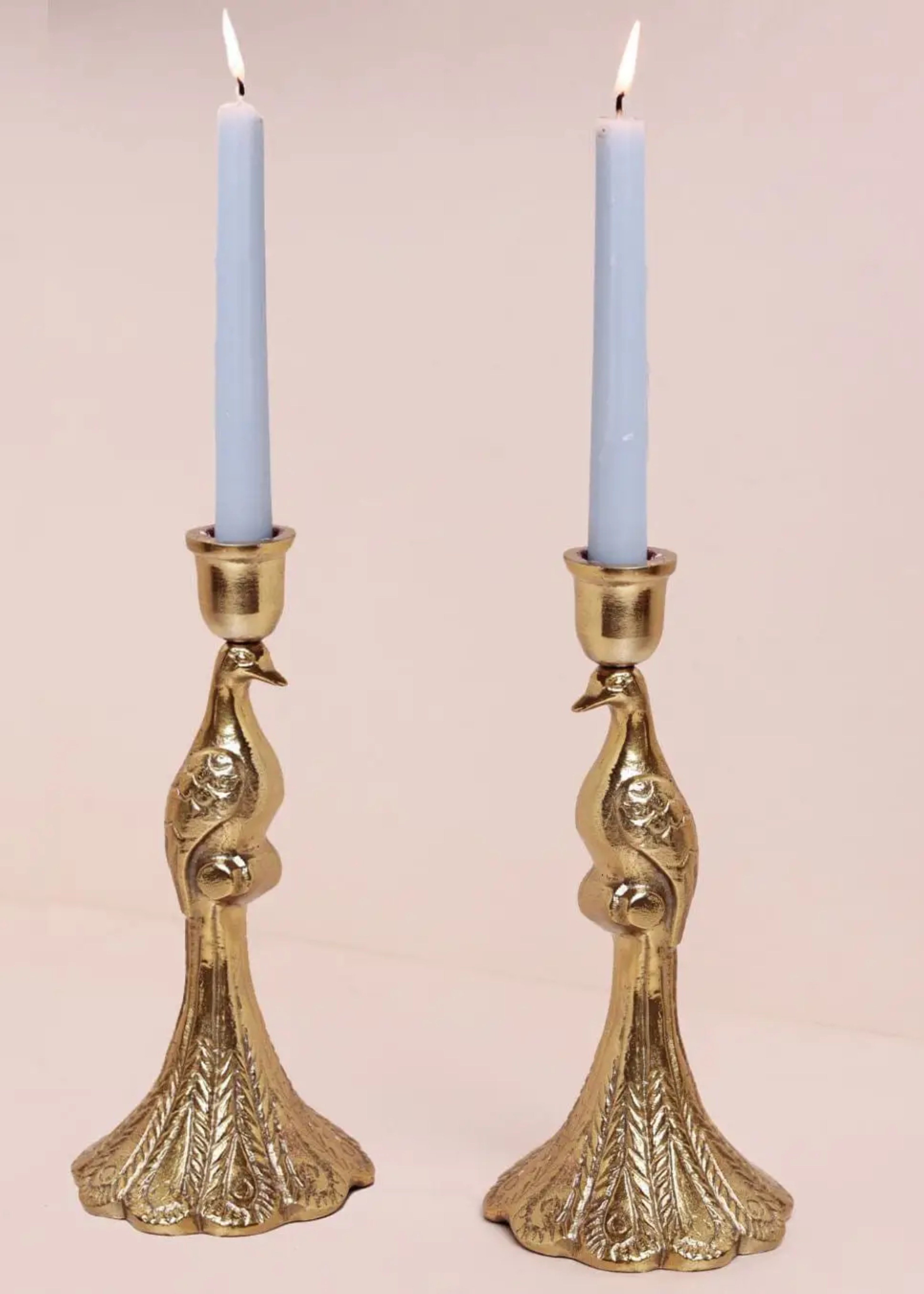 Peacock candle holder, set of 2