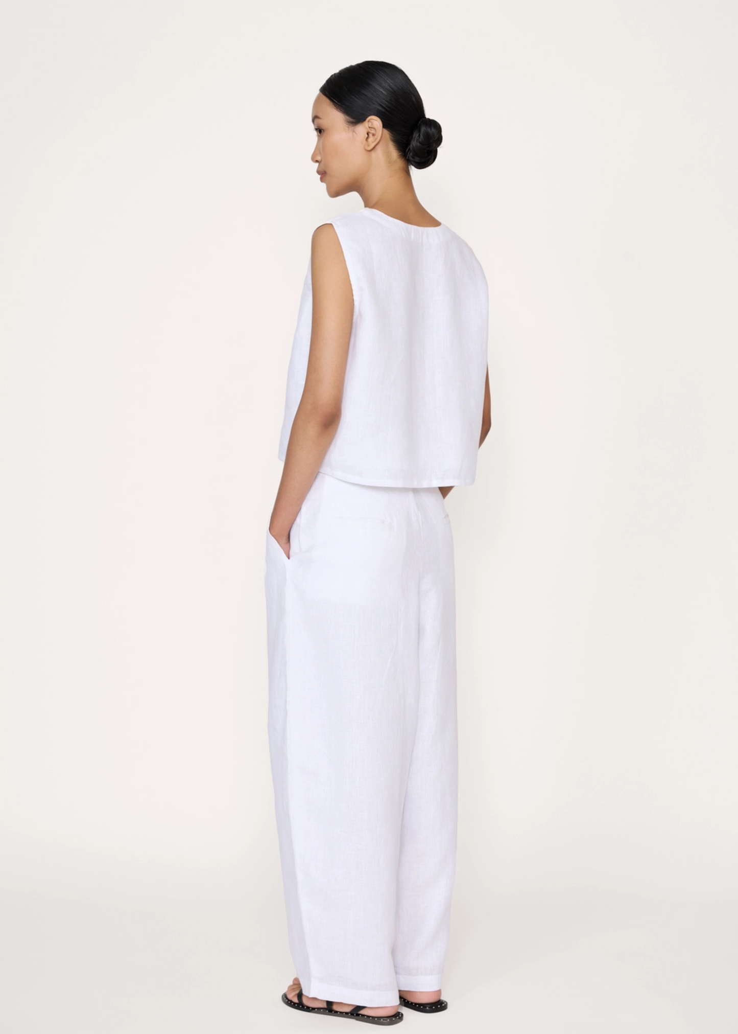 Boyfriend pant, white linen