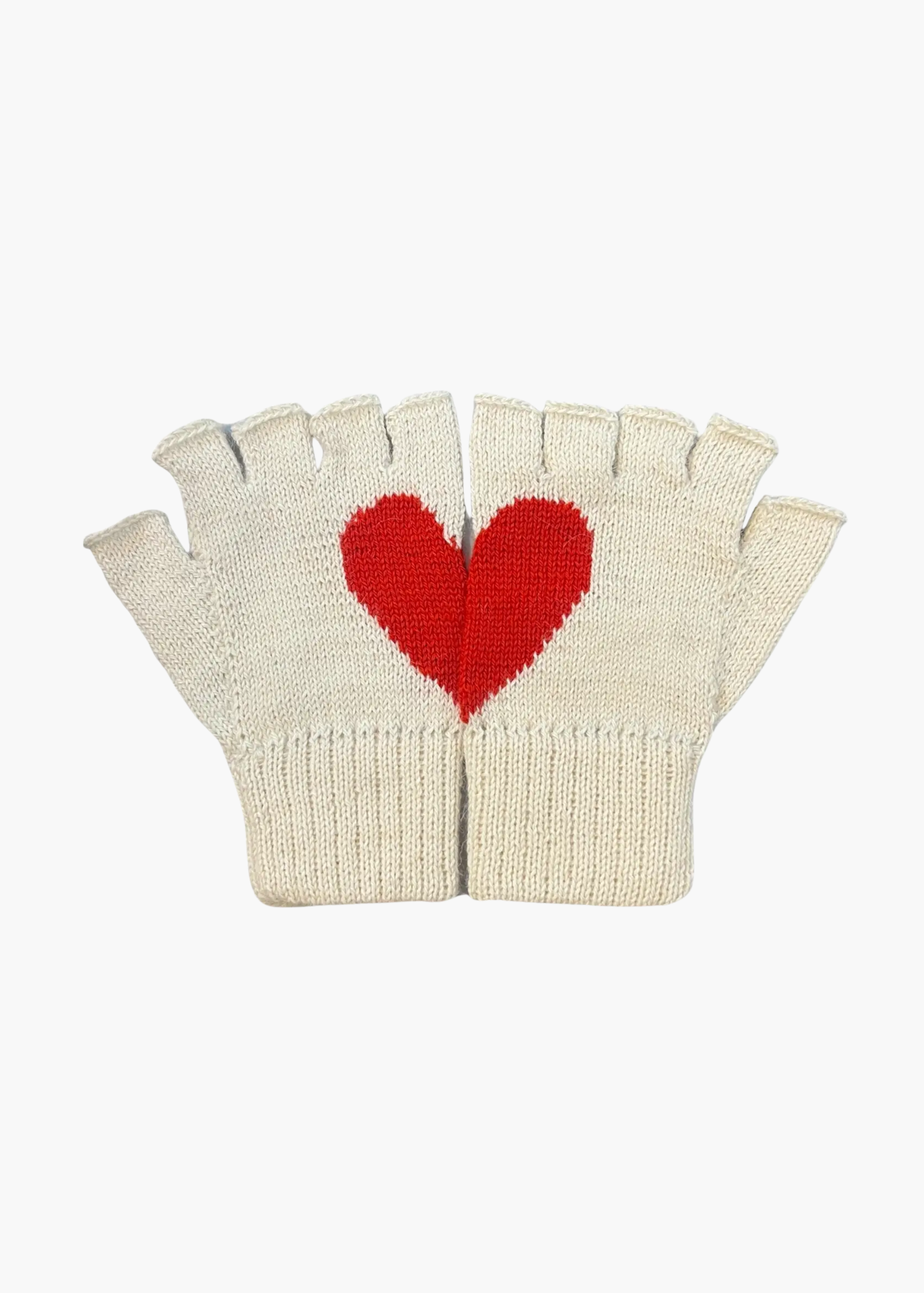 Alpaca fingerless gloves, cream