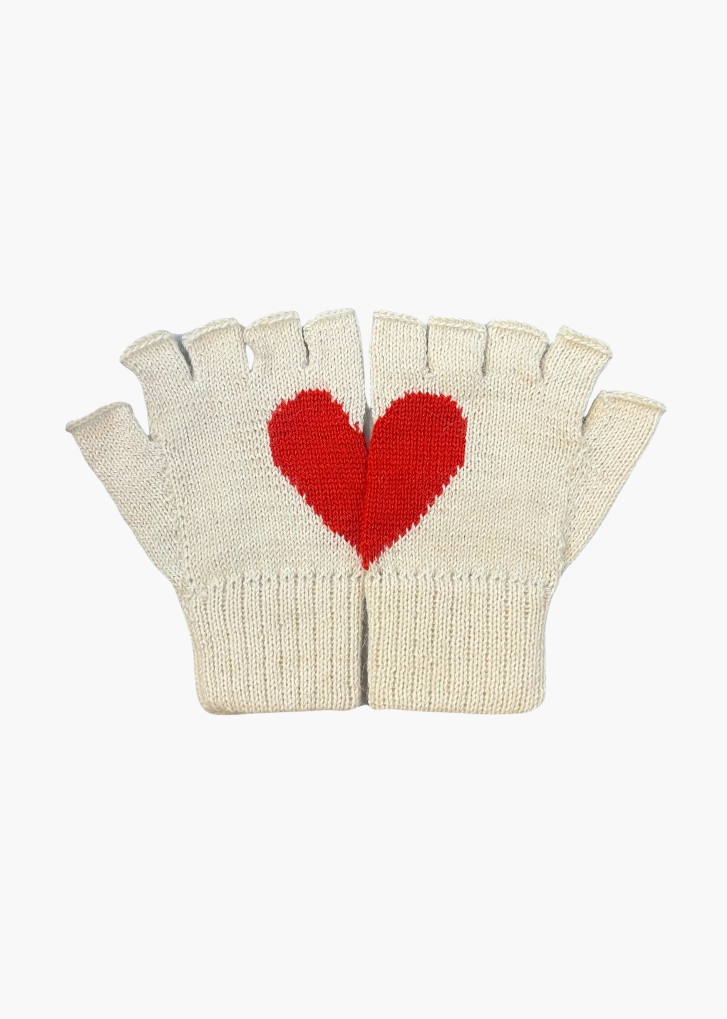 Alpaca fingerless gloves, cream
