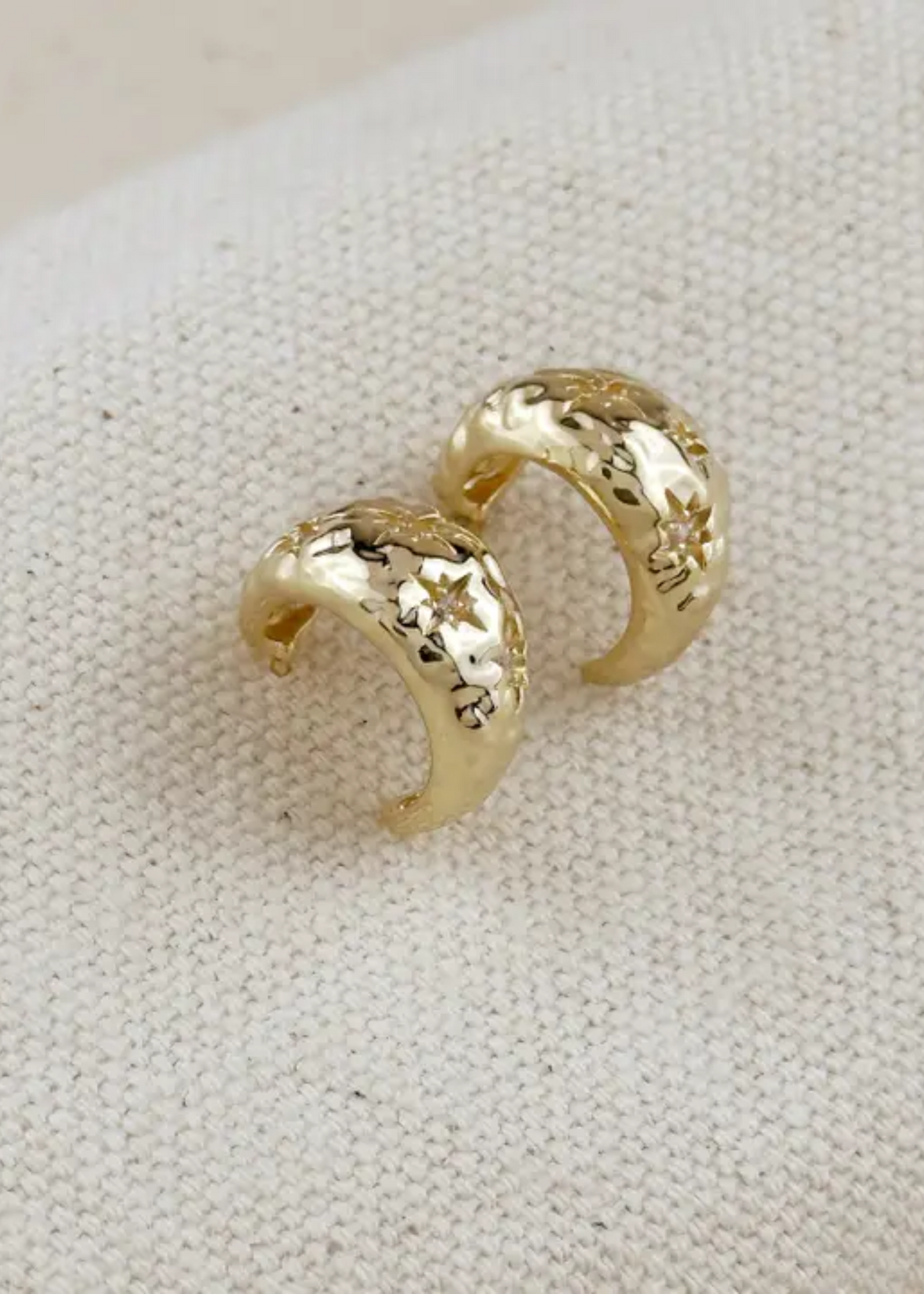 Hammered crescent moon earrings