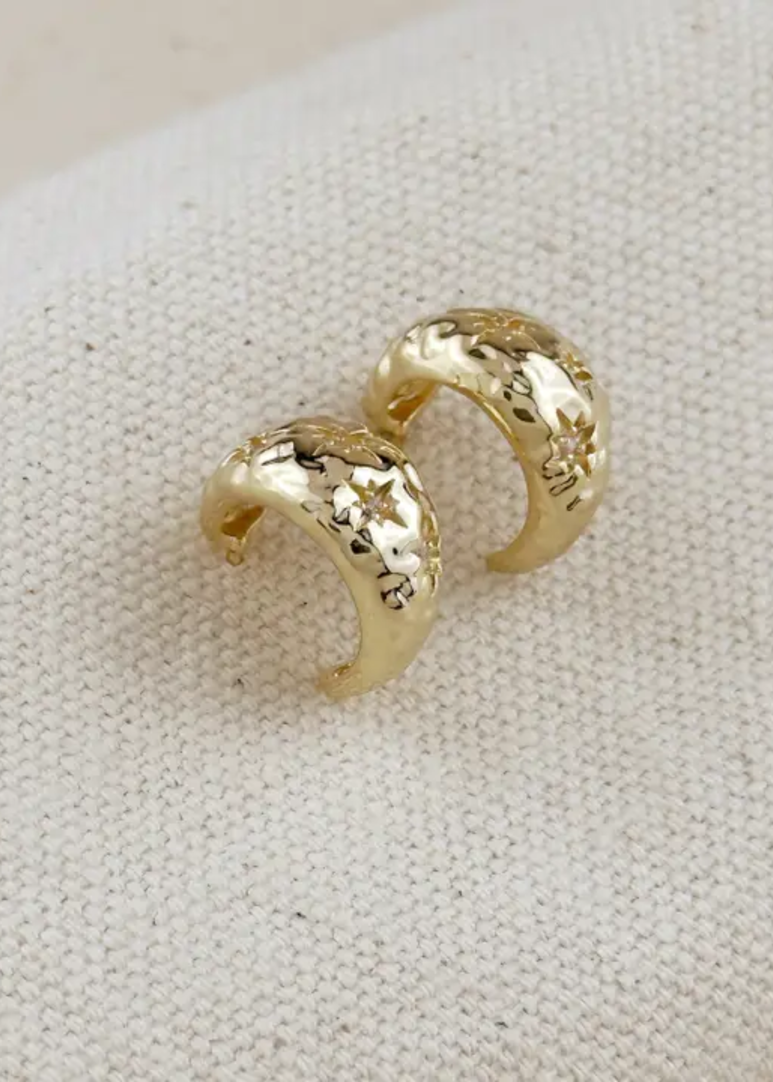 Hammered crescent moon earrings