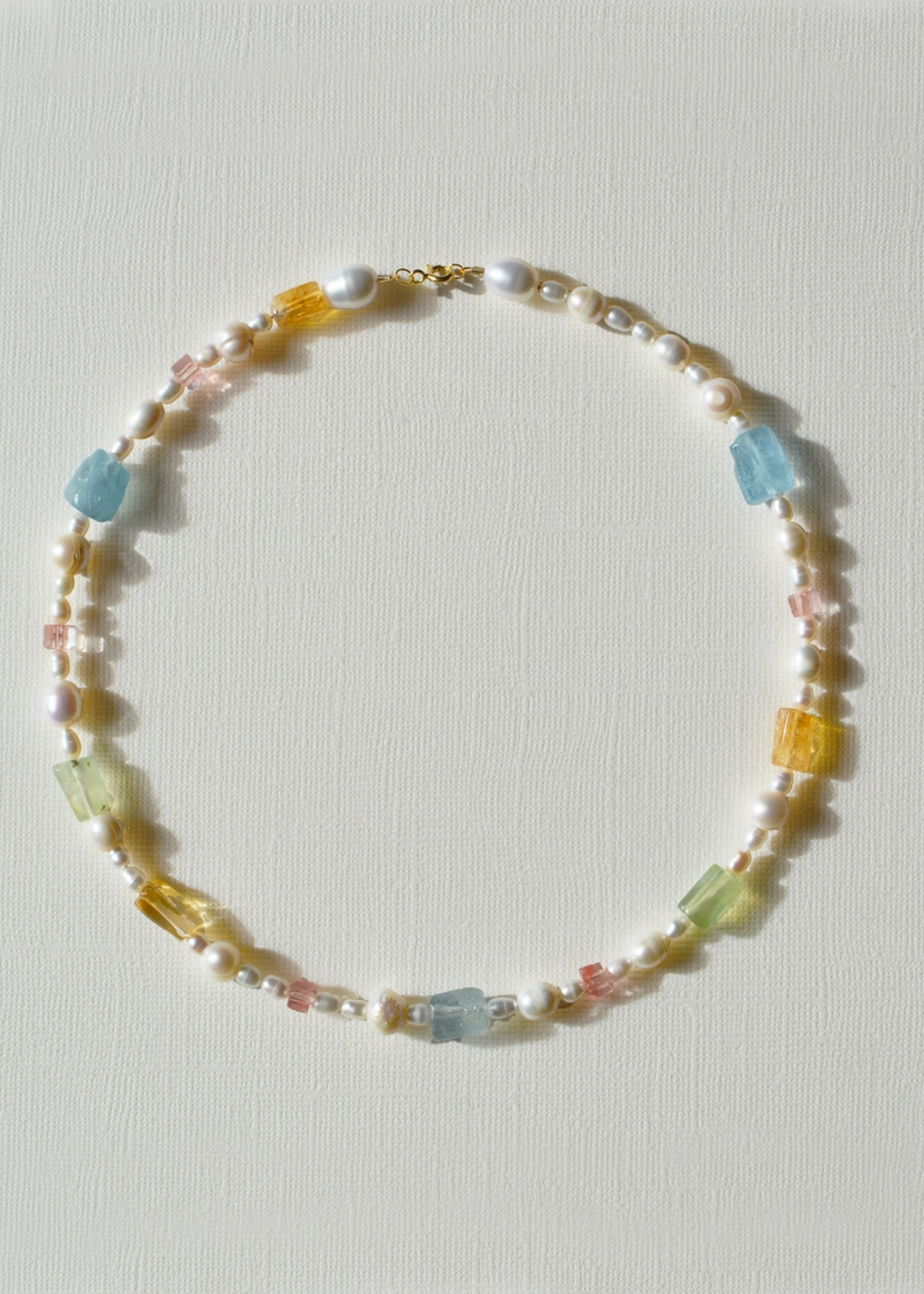 Raw stone pearl necklace