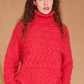 Cable sweater, red