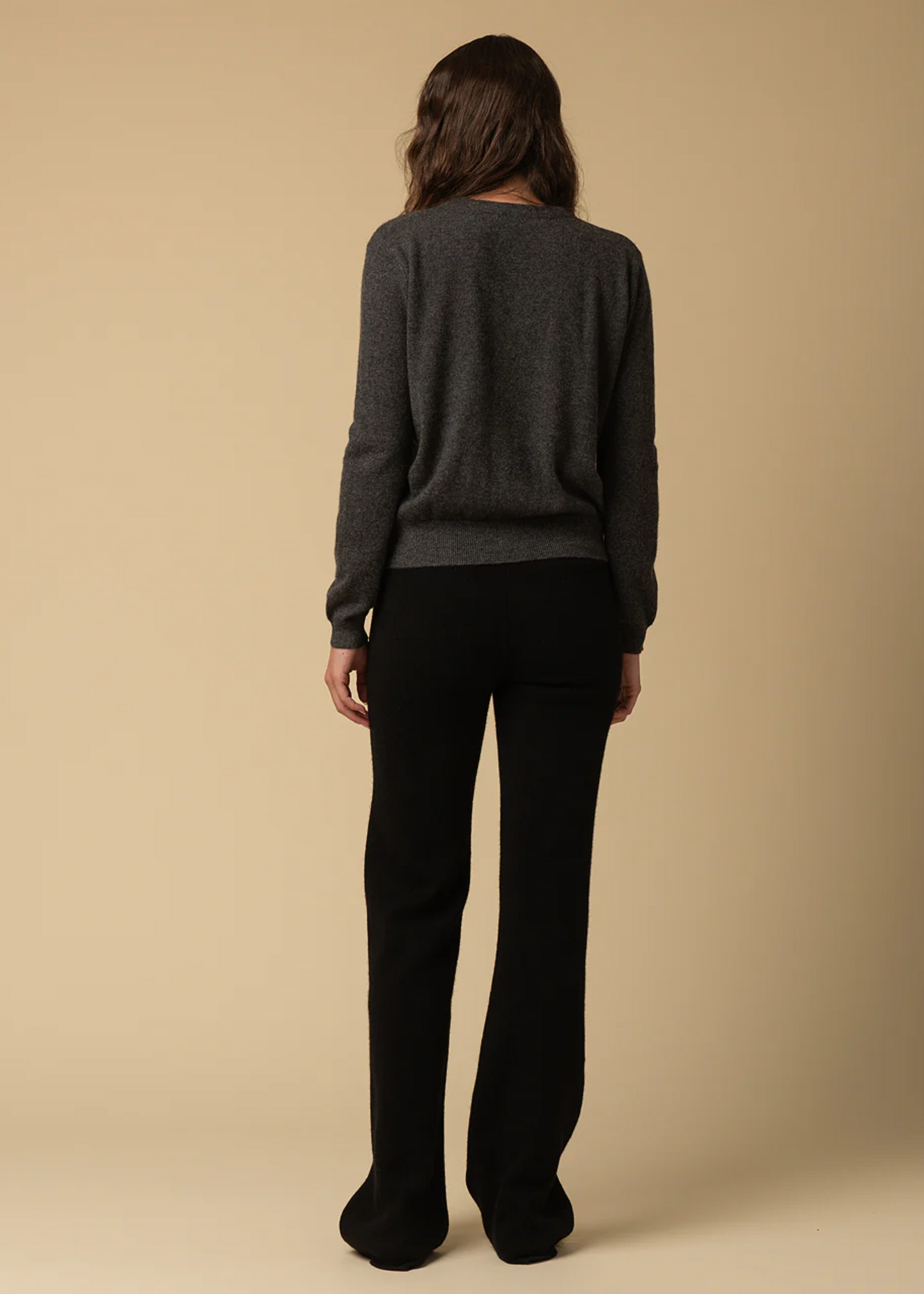 Cashmere straight fit pants, black