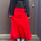 Cashmere flared rib skirt, red