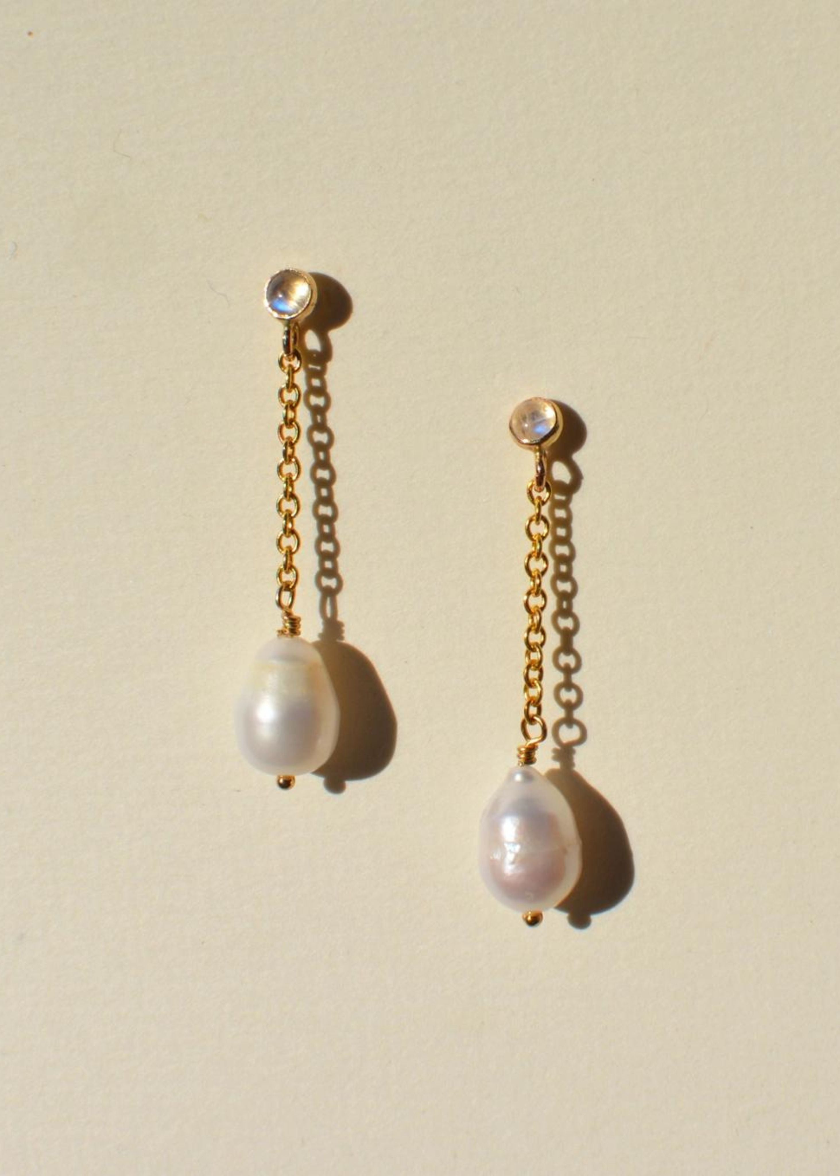 Moonstone pearl drop earrings