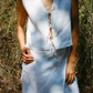 Tie front vest, white linen