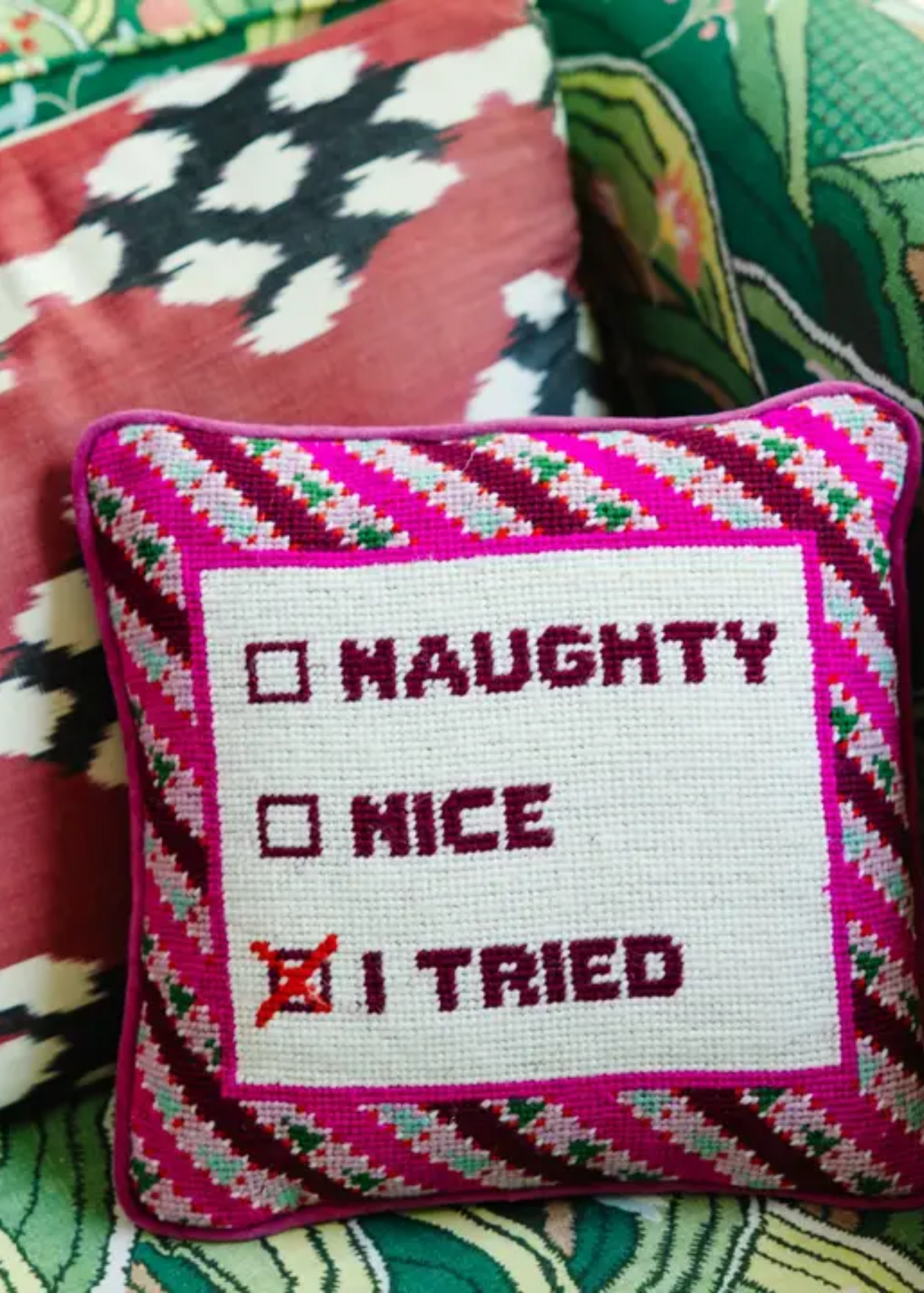 I tried needlepoint pillow