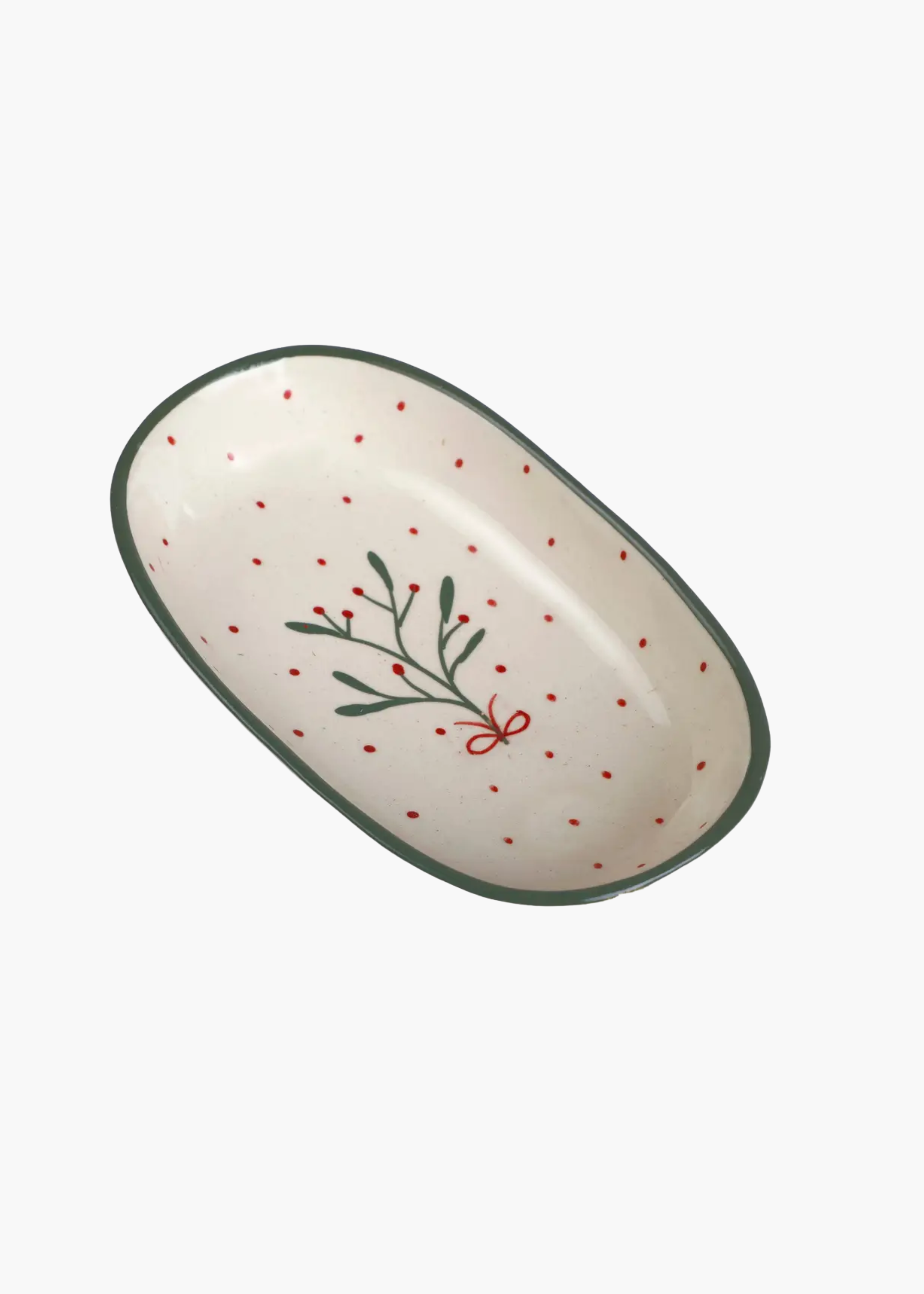 Ceramic serving bowl, mistletoe