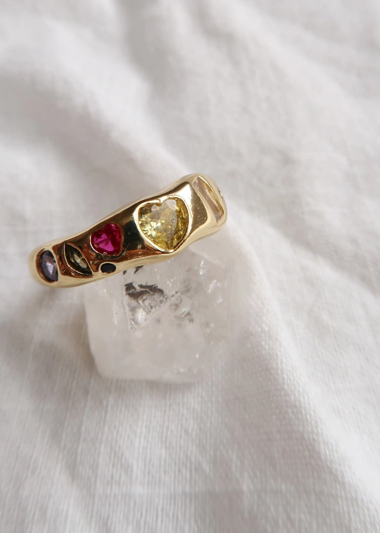 Sea glass mosaic ring