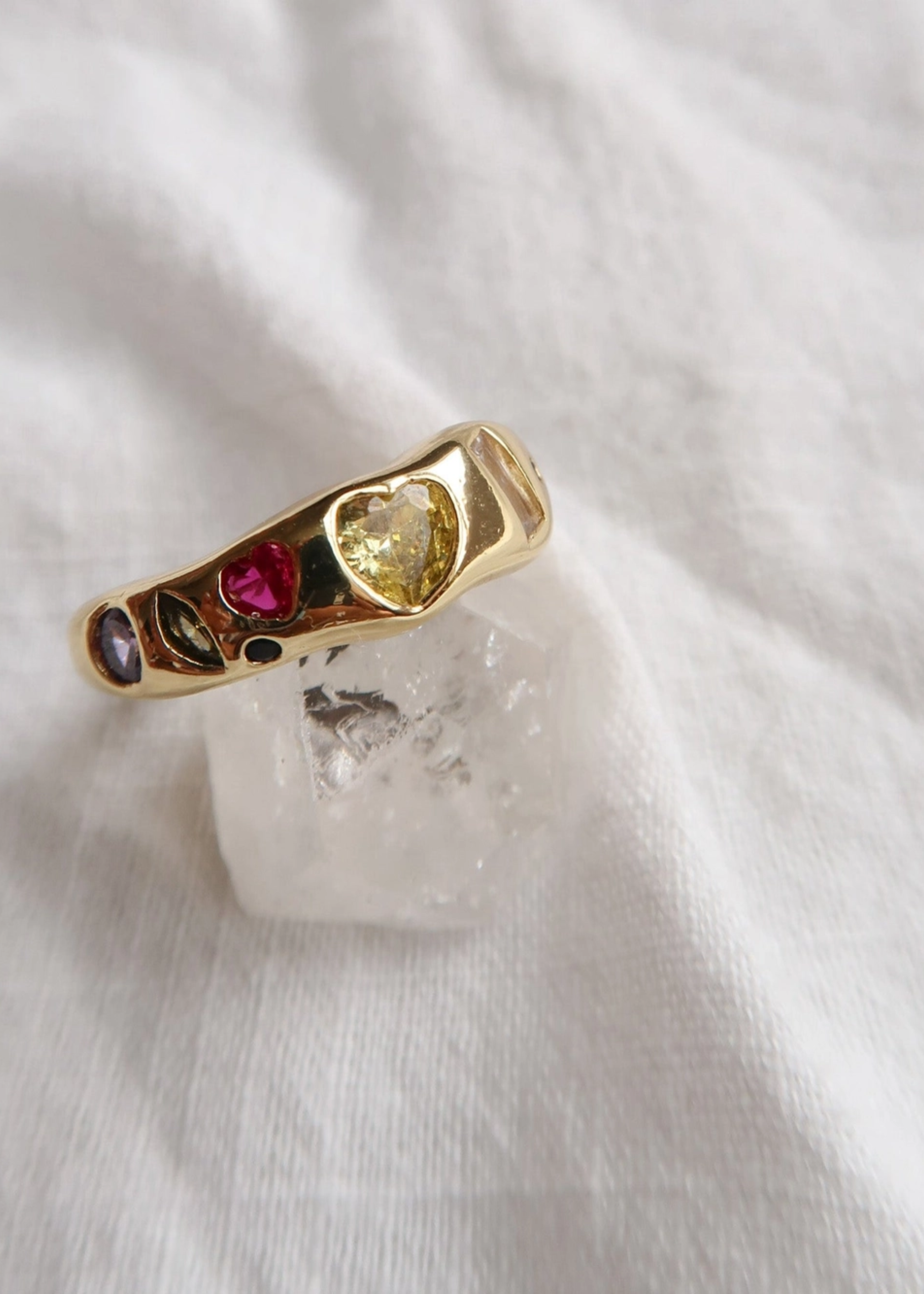 Sea glass mosaic ring
