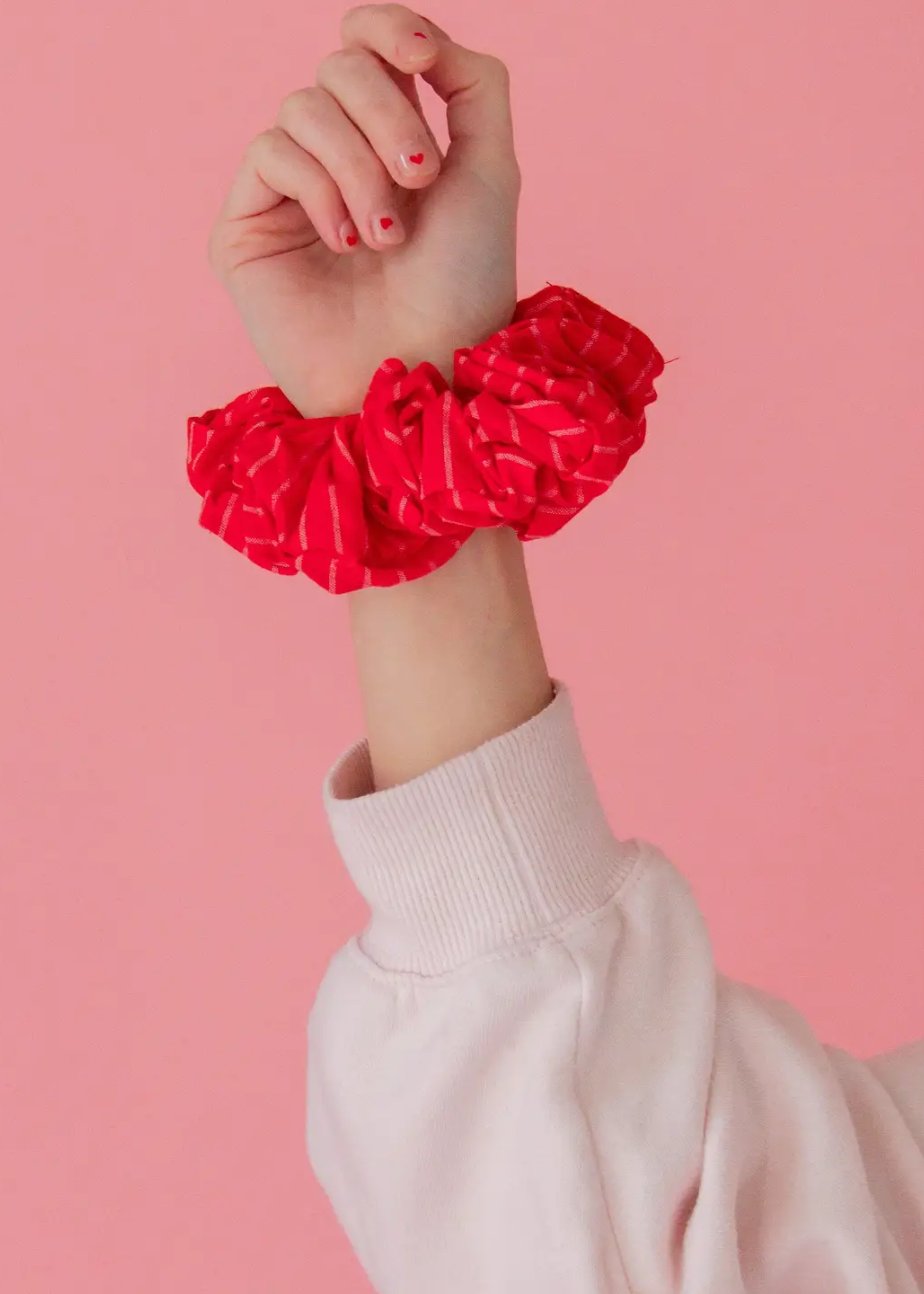 Jumbo scrunchie, red striped