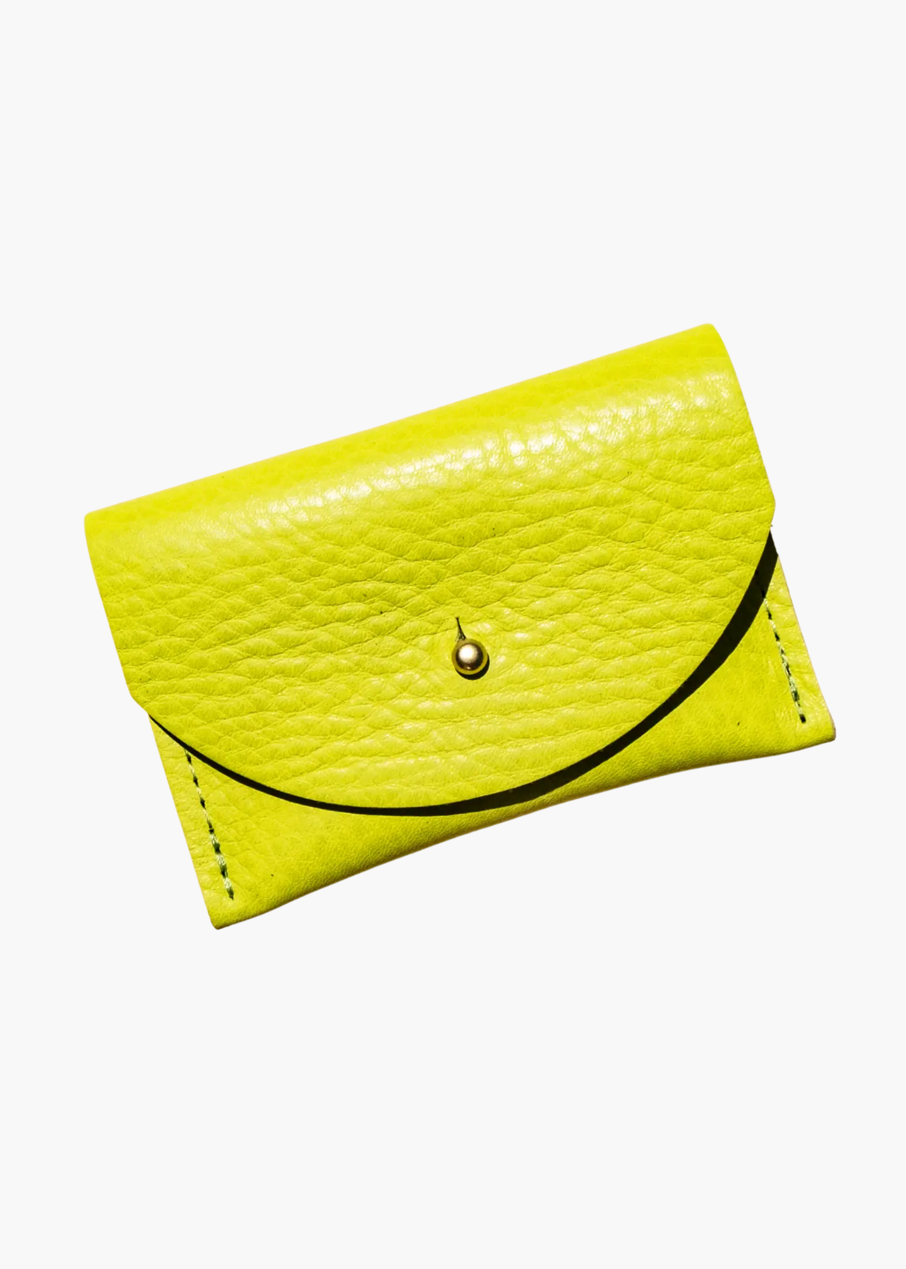 Cardholder, chartreuse leather