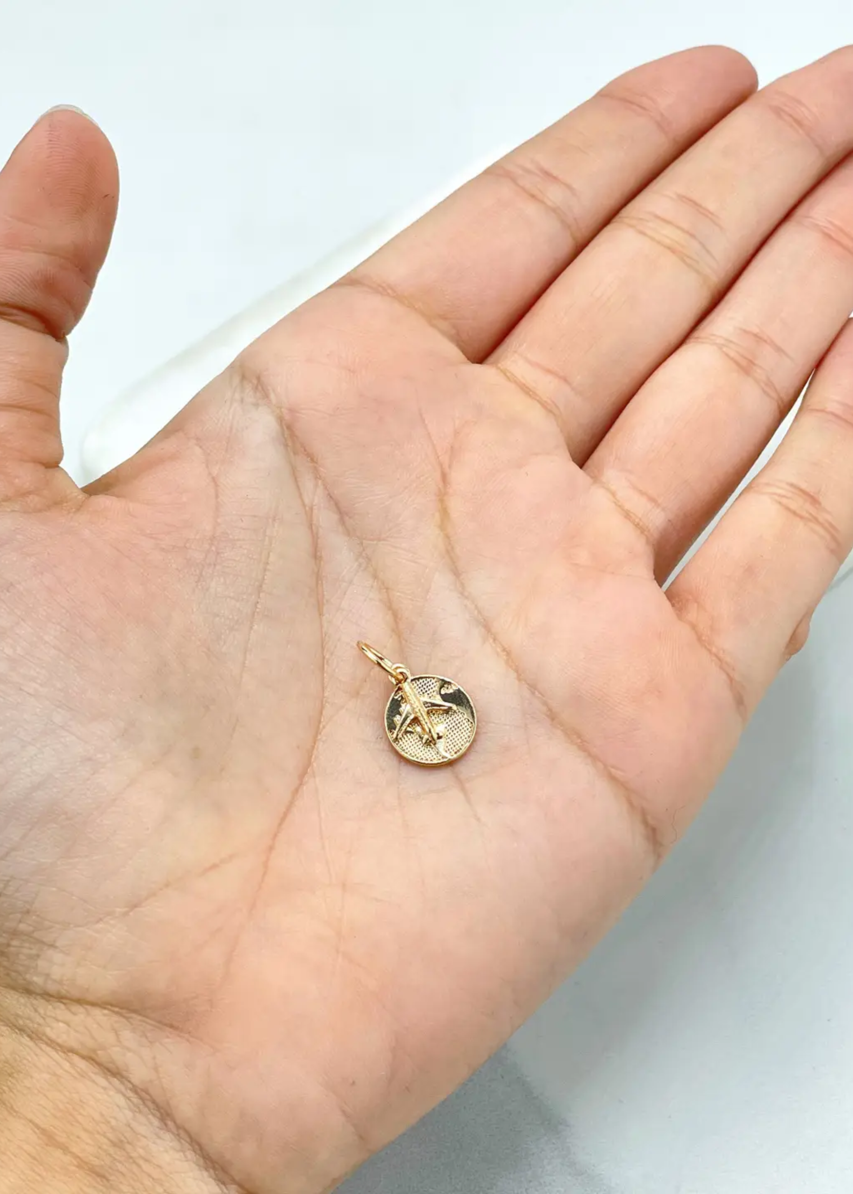 Airplane & Earth globe charm