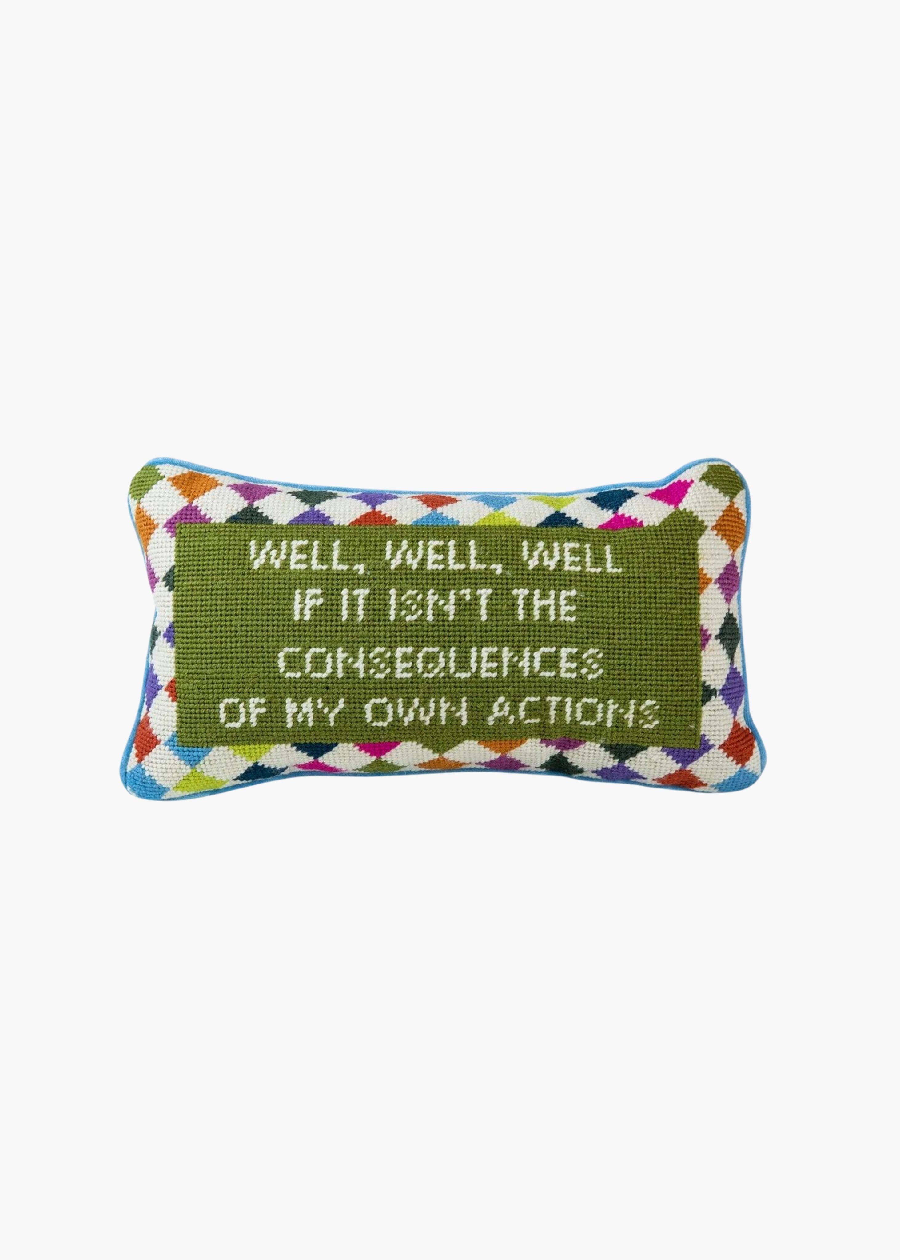 Well well well needlepoint pillow