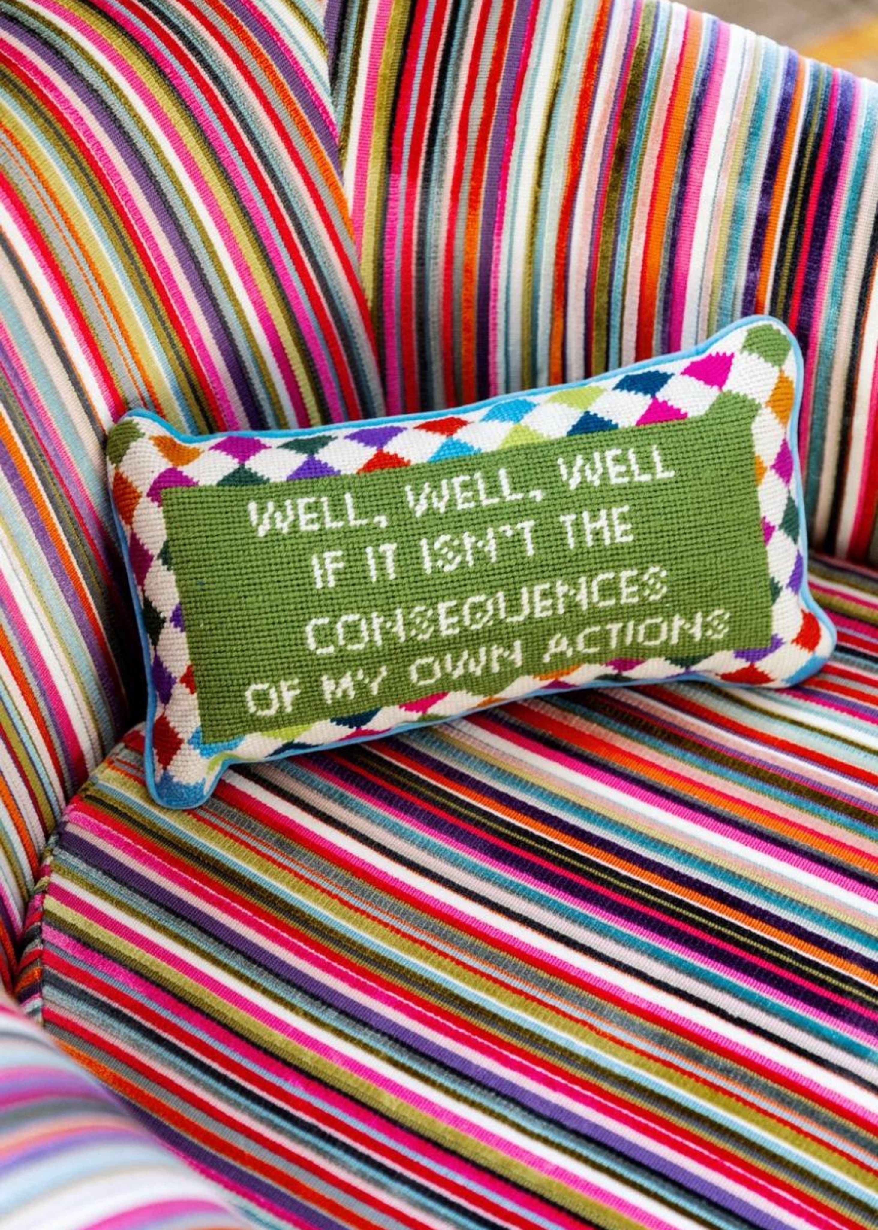 Well well well needlepoint pillow