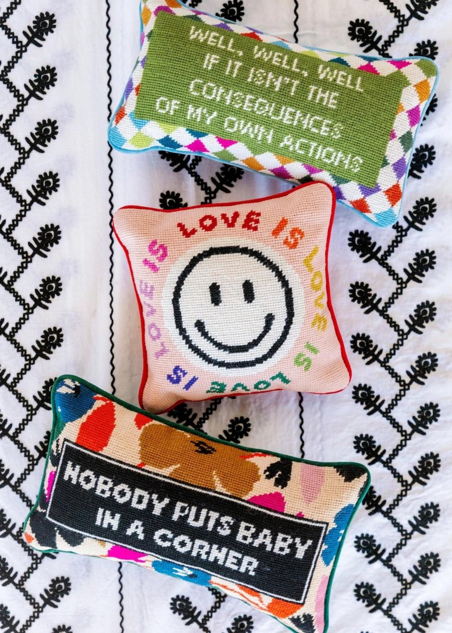 Well well well needlepoint pillow