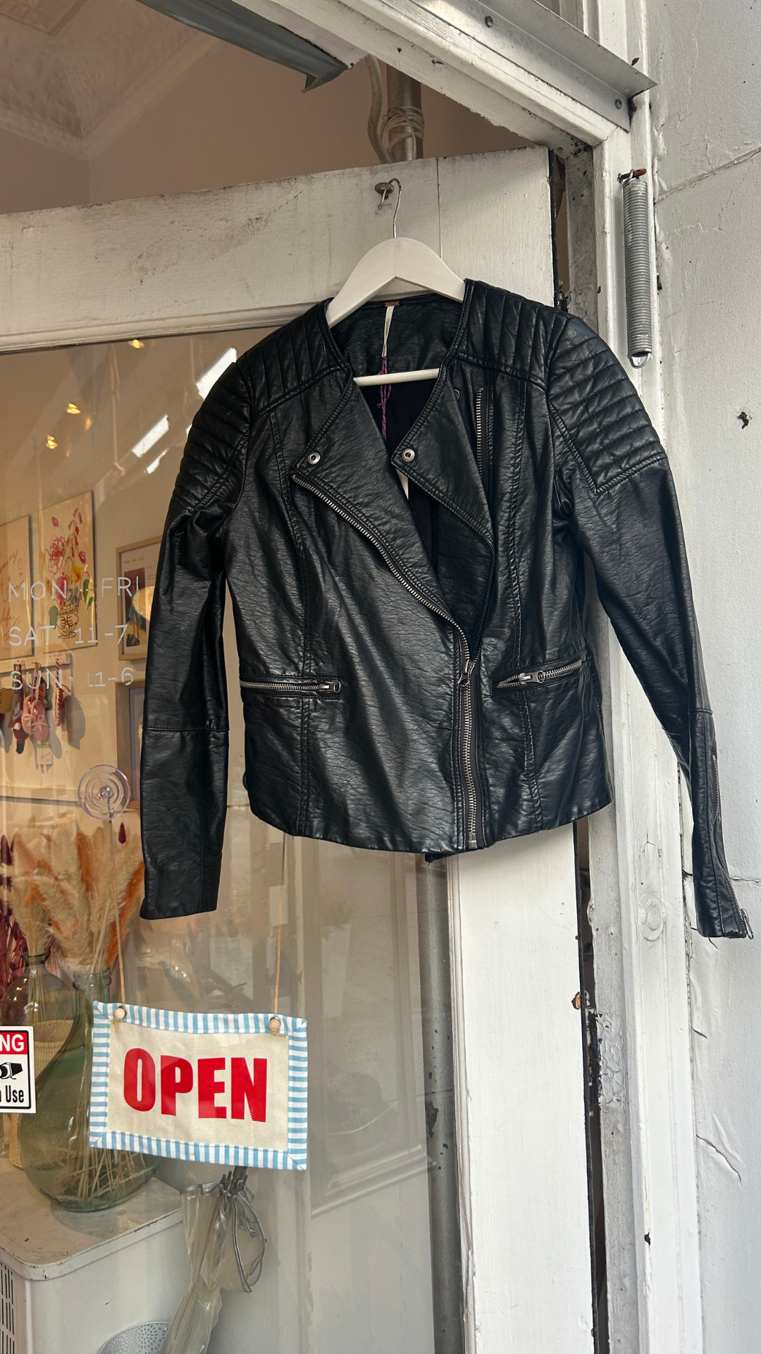 Free People leather jacket, black